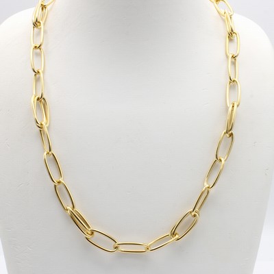 27097148a - Collier, GG 750/000, längliche Glieder, z.T.Doppelglieder, Klappschließe, massive ...