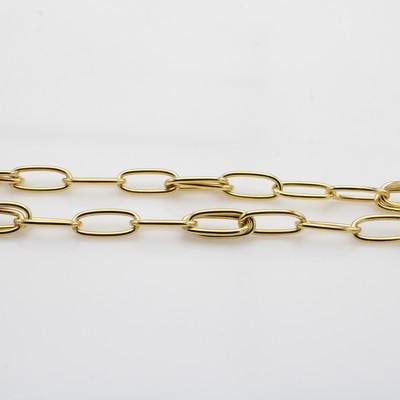 27097148b - Collier, GG 750/000, längliche Glieder, z.T.Doppelglieder, Klappschließe, massive ...
