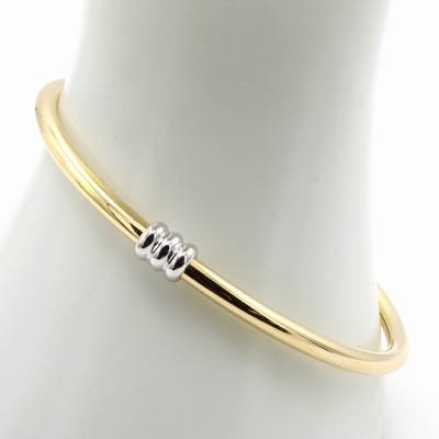 27097157a - Armreif, GG/WG 750/000, 3 ovale WG Glieder Steckschließe, flexibel gearbeitet, hochwer- ...