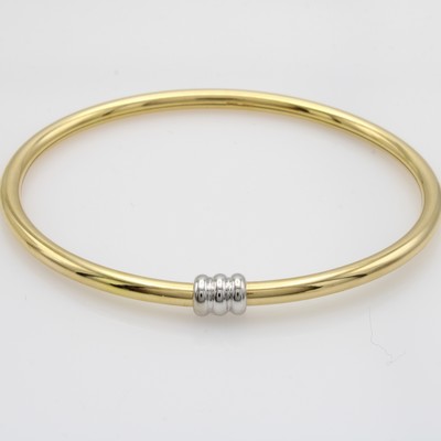 27097157b - Armreif, GG/WG 750/000, 3 ovale WG Glieder Steckschließe, flexibel gearbeitet, hochwer- ...