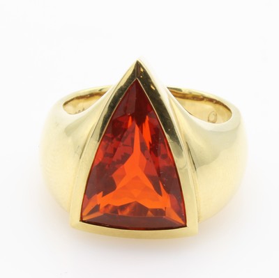 27097181a - Ring mit Feueropal, GG 750/000, fac., mexikanischer Feueropal v. sehr schöner Farbe ca. ...