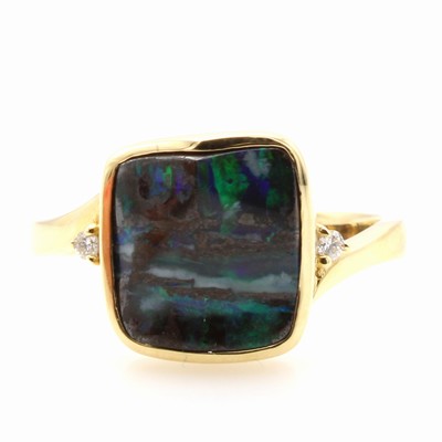 27097184a - Ring mit Boulderopal und Brillanten, GG 750/000, Boulderopal ca. 2.80 ct, 2 Brill. zus. ...