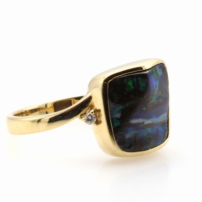 27097184b - Ring mit Boulderopal und Brillanten, GG 750/000, Boulderopal ca. 2.80 ct, 2 Brill. zus. ...