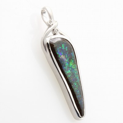 27097191a - Anhänger mit Boulderopal und Brillanten, WG 750/000, z.T. matt., Boulderopal ca. 16.4 ...