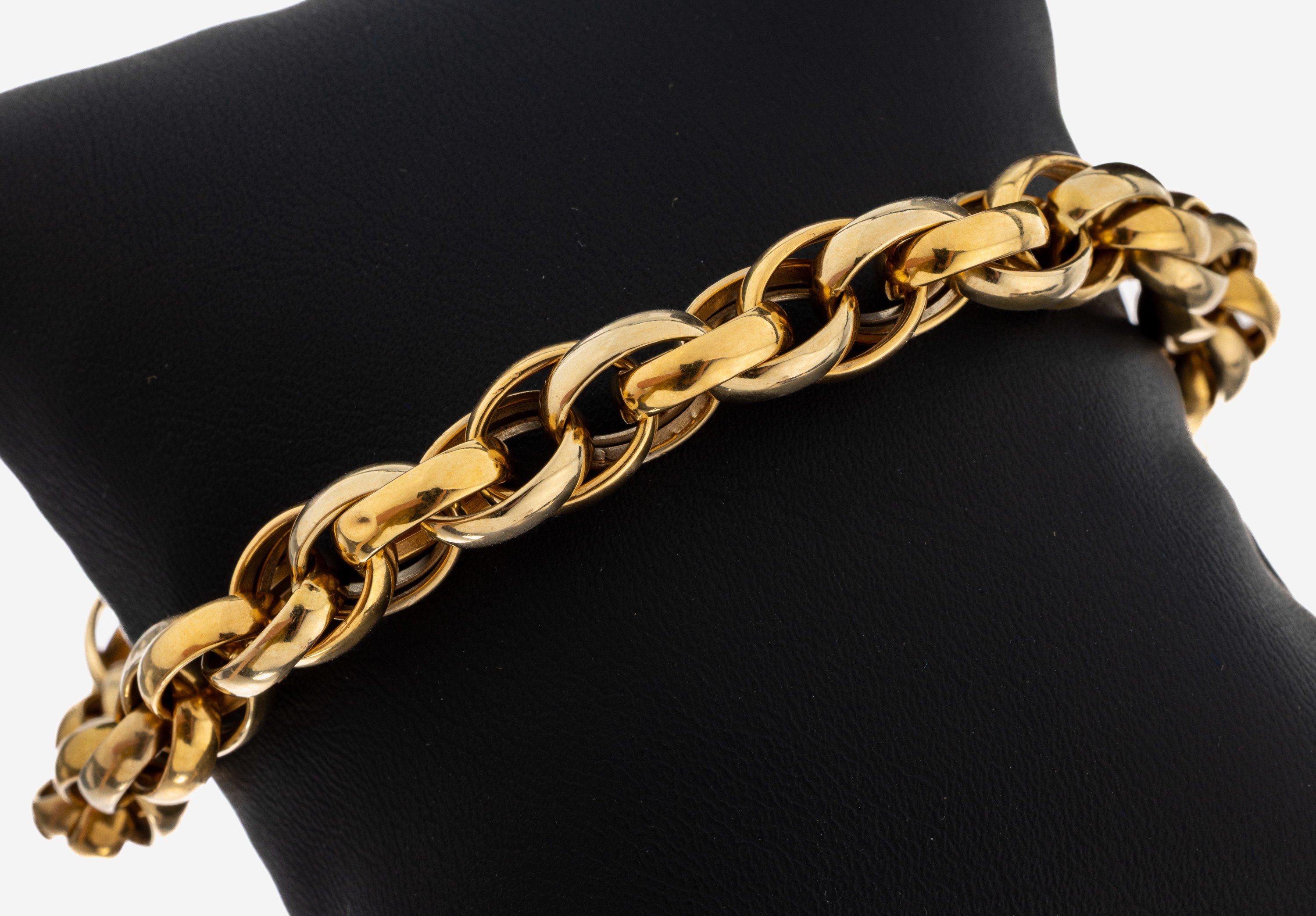 Image 27097204 - 18 kt Gold Armband, ca. 25,1 g, GG 750/000,länglich ovale Glieder, L. ca. 20 cm, gr. ...