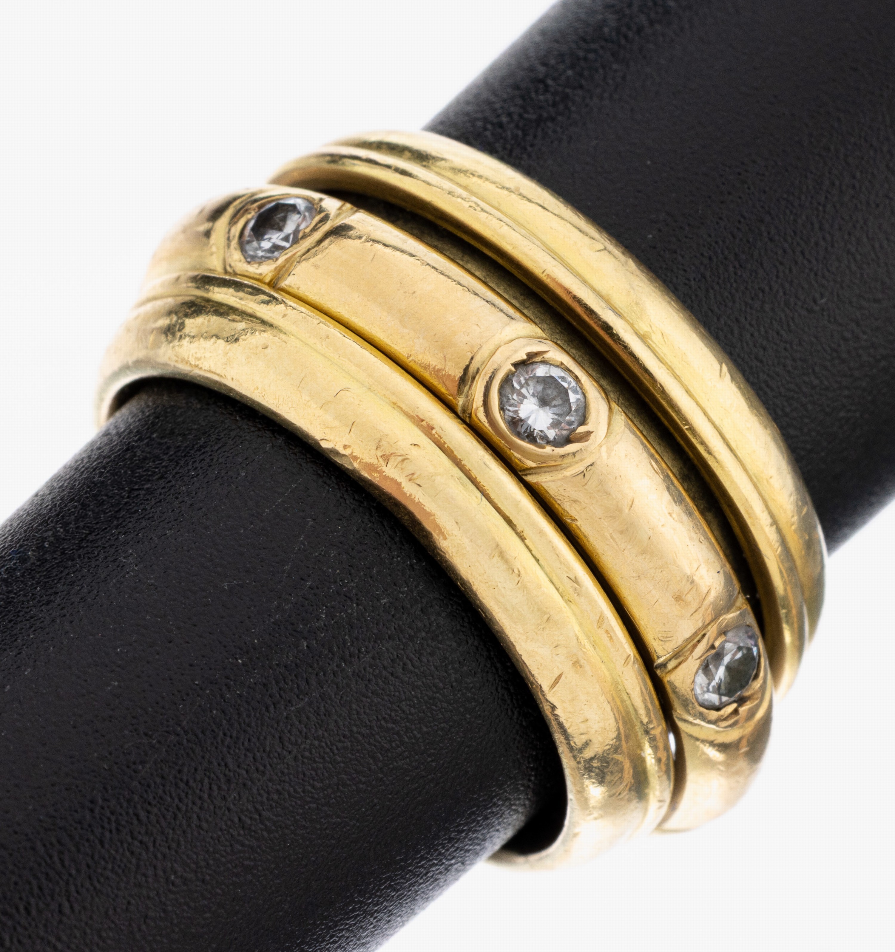 Image 27097209 - 18 kt gold brilliant-ring , YG 750/000, rotatable middle splint with 7 brilliants total ...