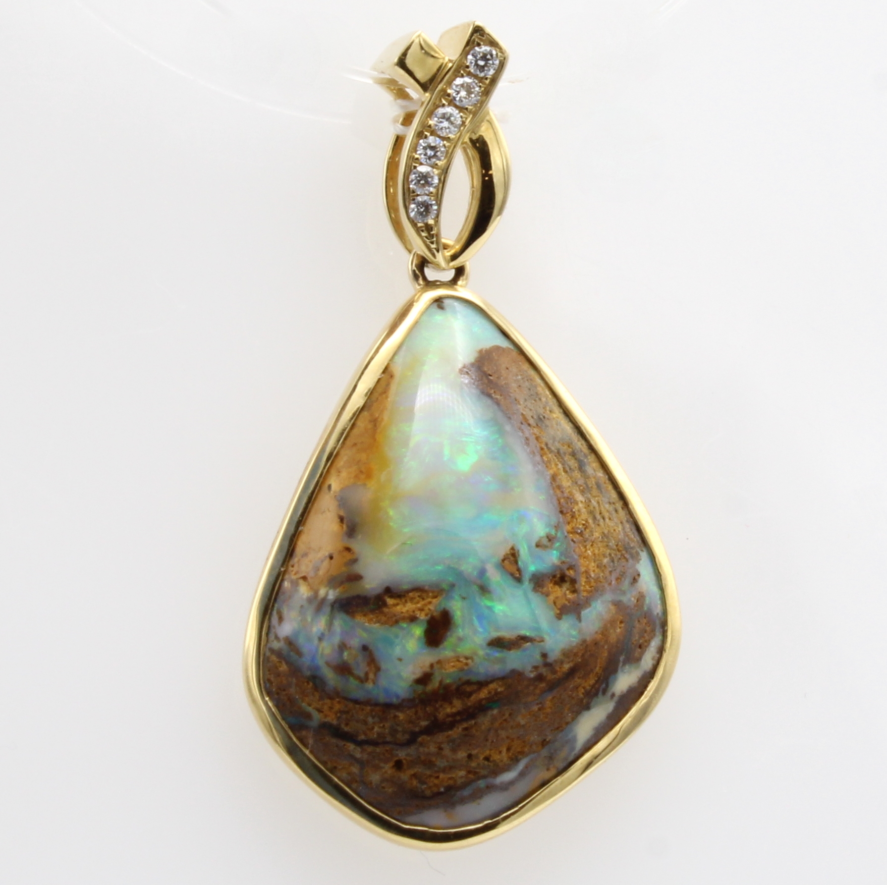 Image 27097216 - Anhänger mit Yowah-Nuss Opal und Brillanten, GG 750/000, Opal ca. 11.90 ct, 6 Brill. ...