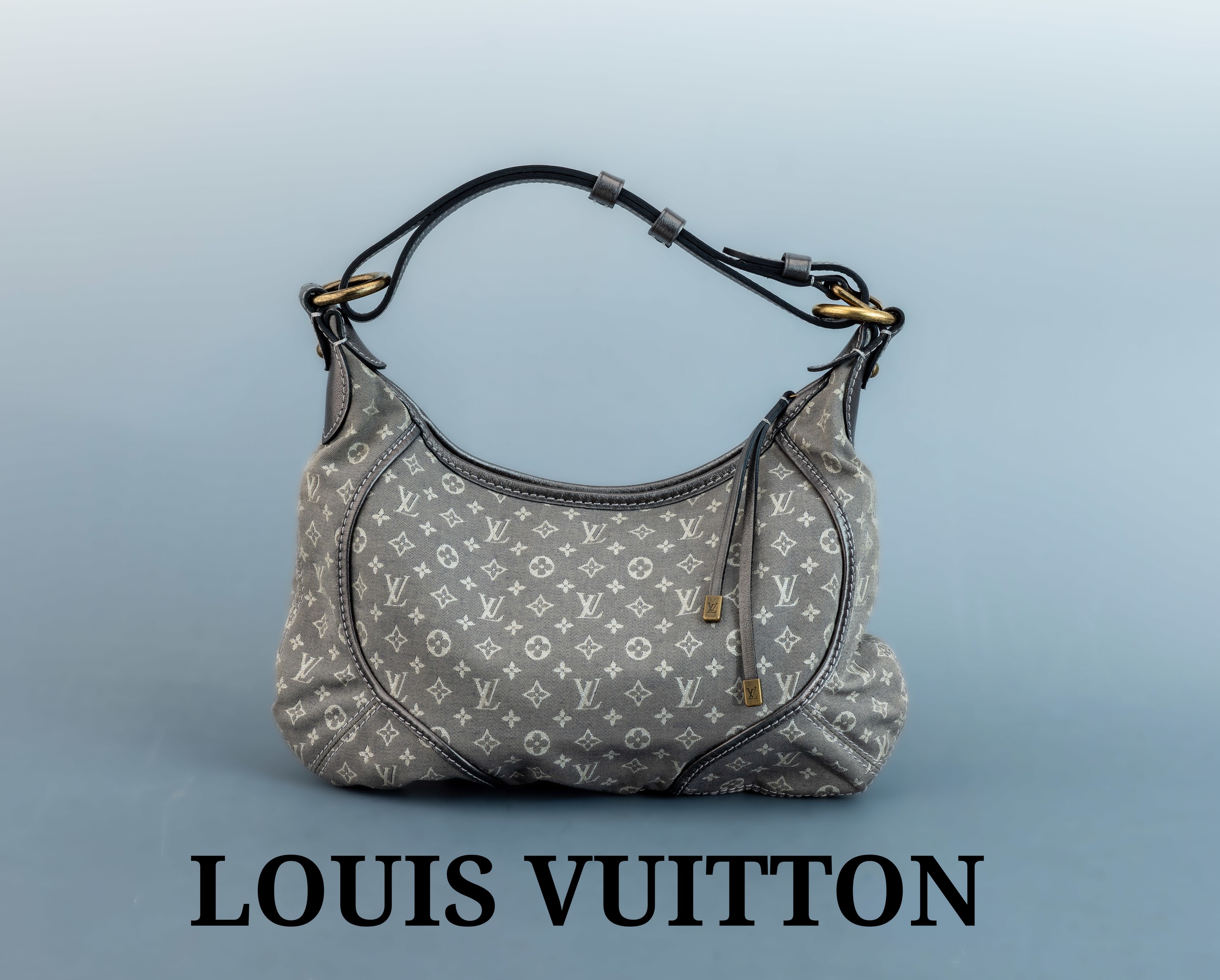 Image 27097221 - LOUIS VUITTON Handtasche, Mini Lin Manon PM, grauer Stoff, LV-Embleme silberfarb. ...