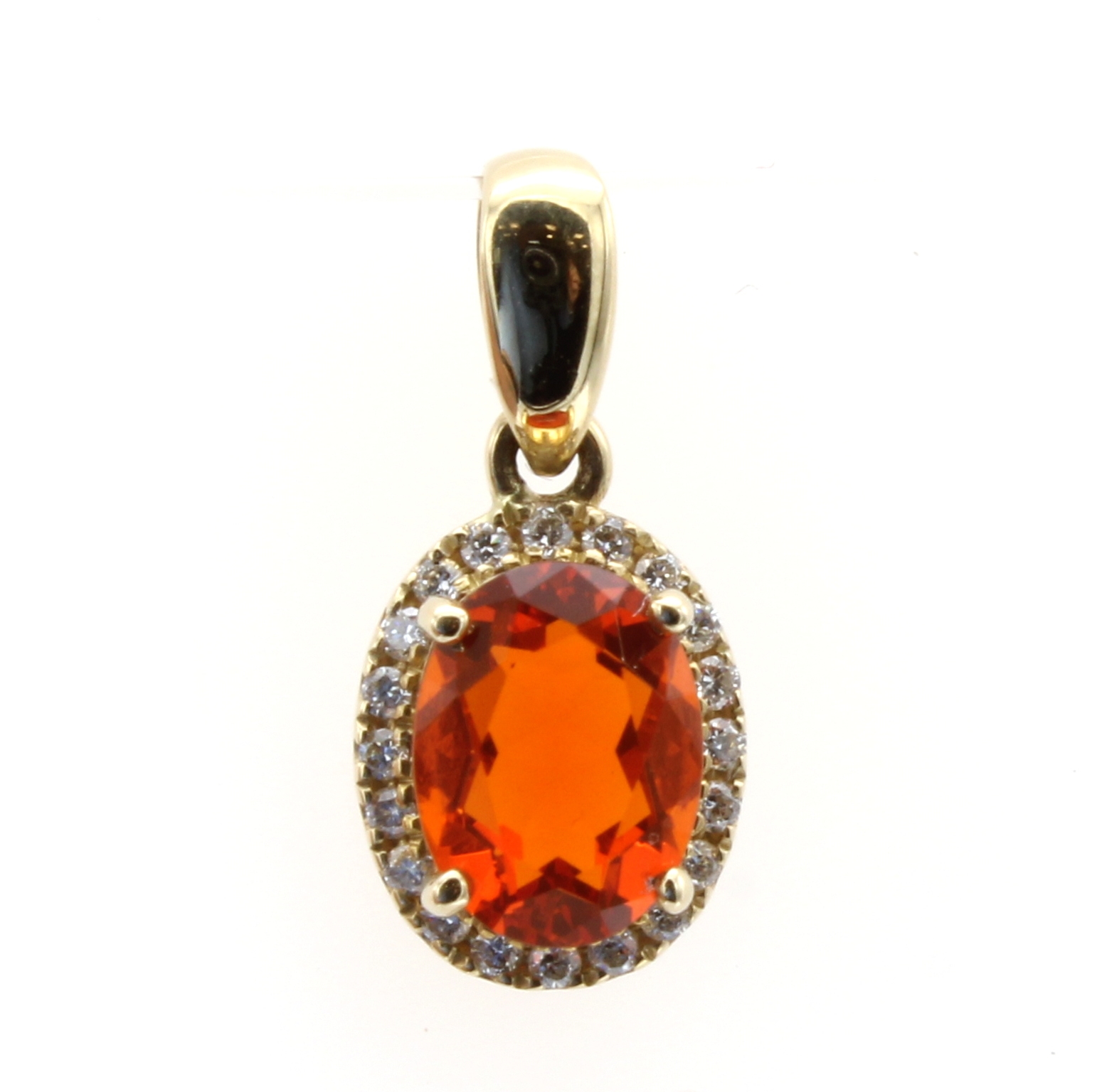 Image 27097227 - Anhänger mit Feueropal und Brillanten, GG 585/000, mexikanischer Feueropal ca. 0.86 ct, ...