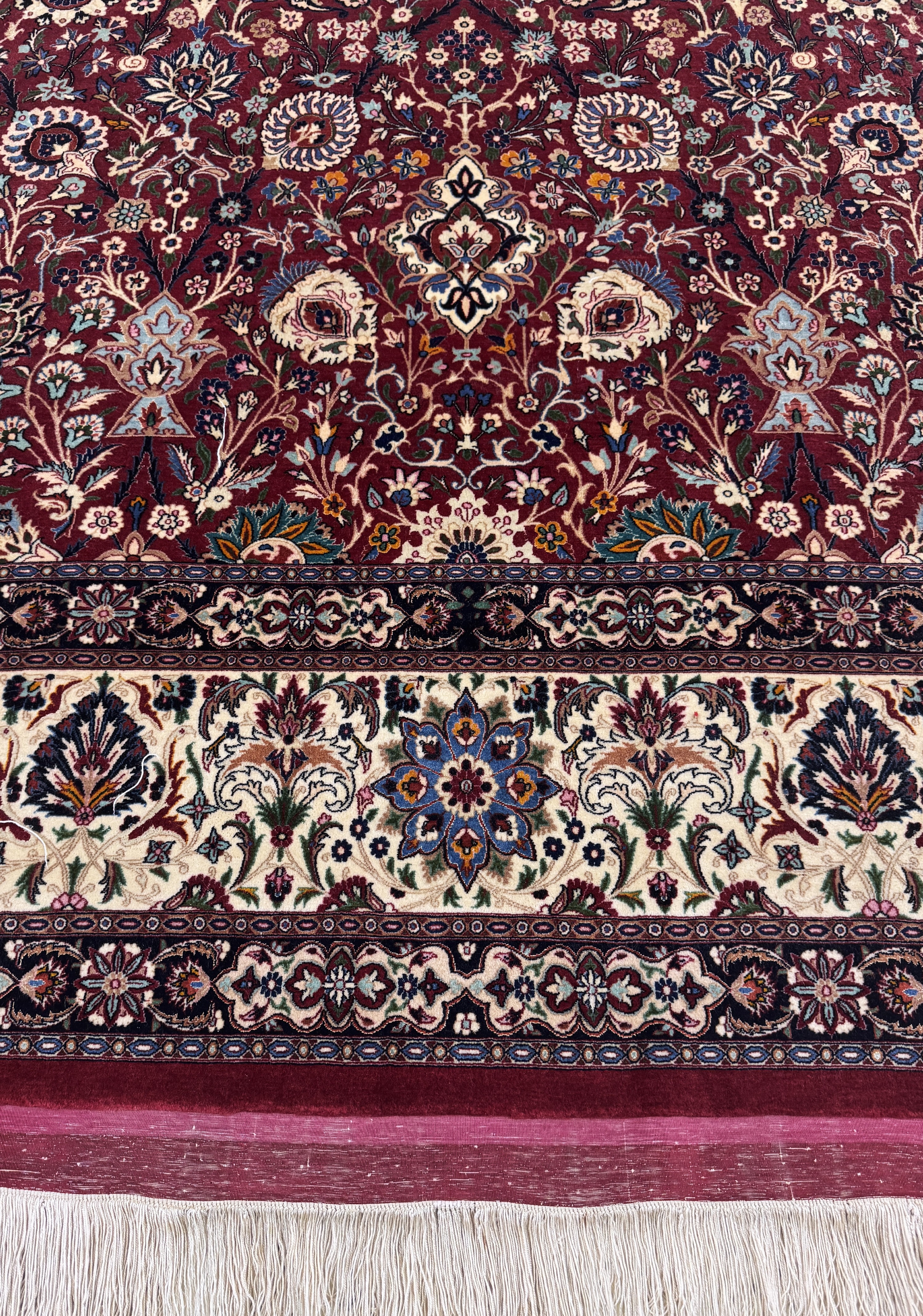 Detail c: Außergewönlich fein geknüpfter"Amoghli"Mesched, signiert, Persien, Mitte 20.Jhd, Korkwolle mit und auf Seide, ca. 280 x 170 cm, ca. 2,2 ...