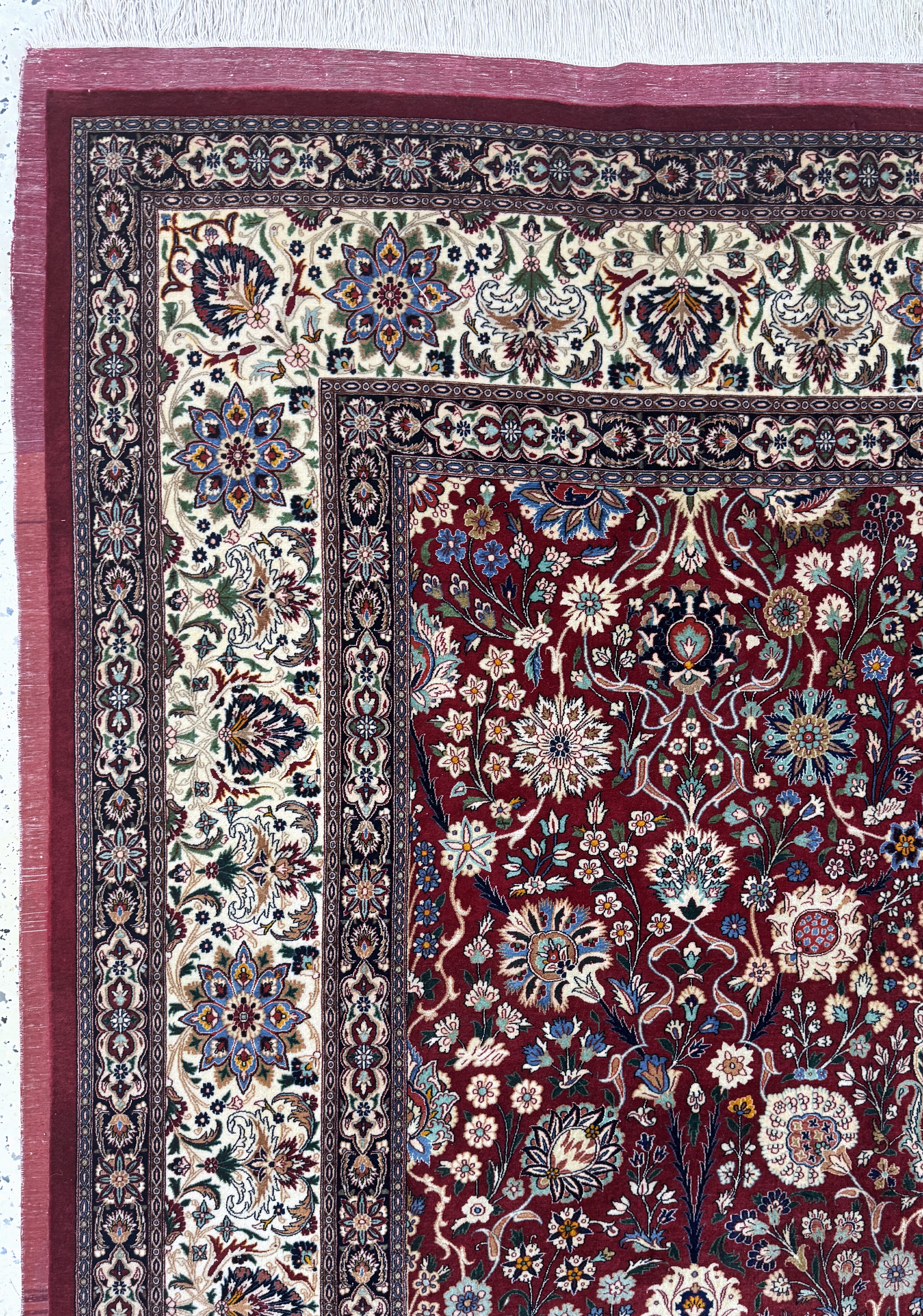 Detail f: Außergewönlich fein geknüpfter"Amoghli"Mesched, signiert, Persien, Mitte 20.Jhd, Korkwolle mit und auf Seide, ca. 280 x 170 cm, ca. 2,2 ...