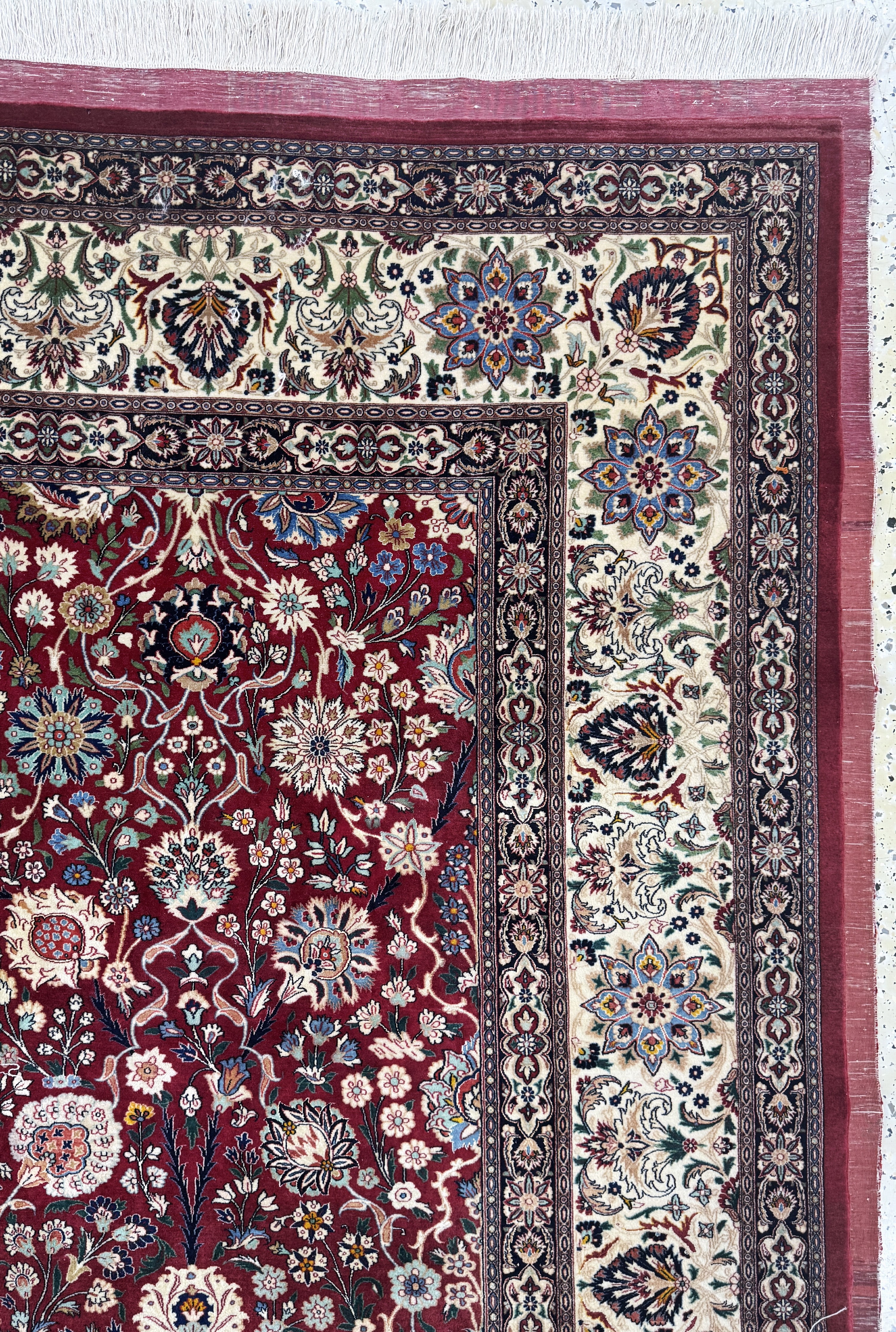 Detail g: Außergewönlich fein geknüpfter"Amoghli"Mesched, signiert, Persien, Mitte 20.Jhd, Korkwolle mit und auf Seide, ca. 280 x 170 cm, ca. 2,2 ...