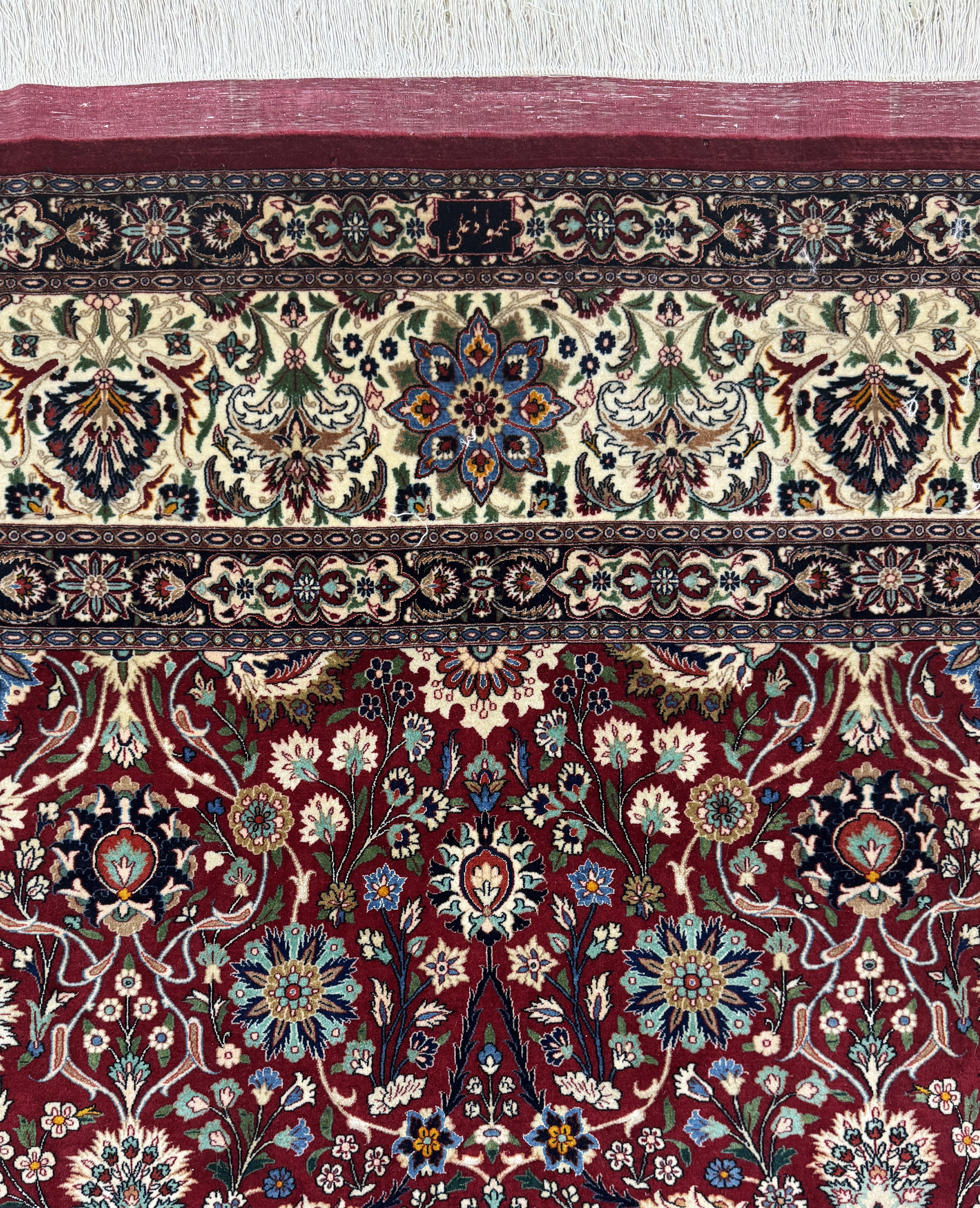 Detail h: Außergewönlich fein geknüpfter"Amoghli"Mesched, signiert, Persien, Mitte 20.Jhd, Korkwolle mit und auf Seide, ca. 280 x 170 cm, ca. 2,2 ...