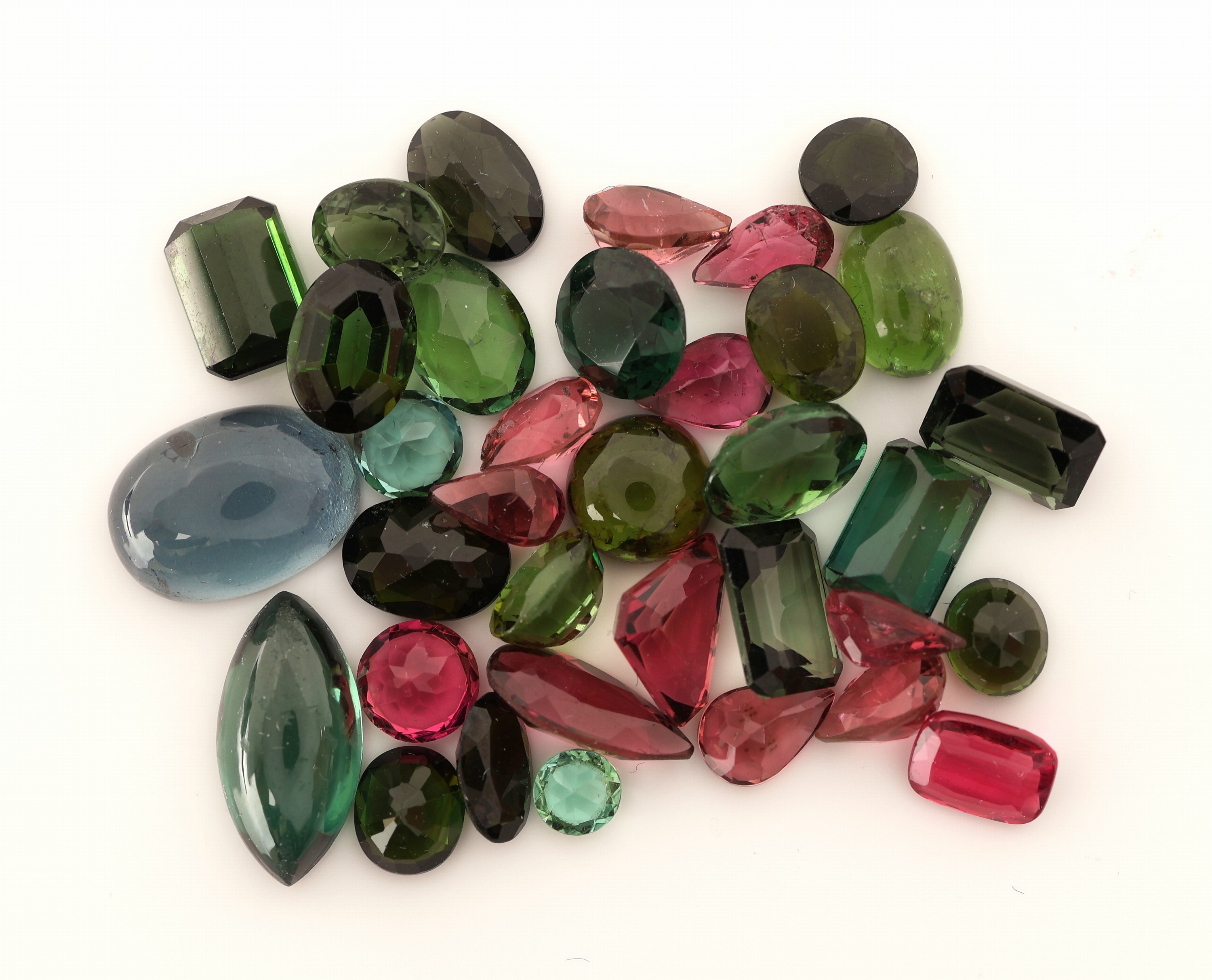 Image 27098644 - Lot lose Turmaline, zus. ca. 26.61 ct, versch.Farben, Schliffformen und Größen ...