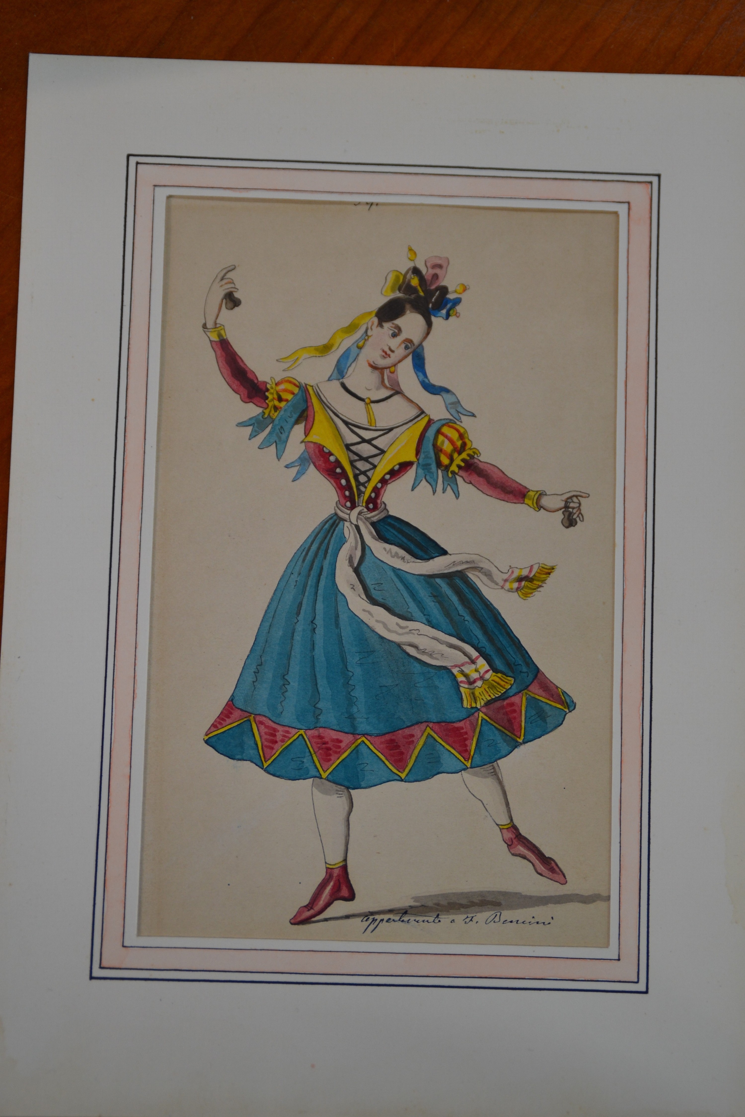 Detail a: F. Benini, italienisch, 19./20.Jh., 4 aquarellierte Zeichnungen, wohl Kostümstudien, z.T. signiert, je unter PP 24,5x17 cm