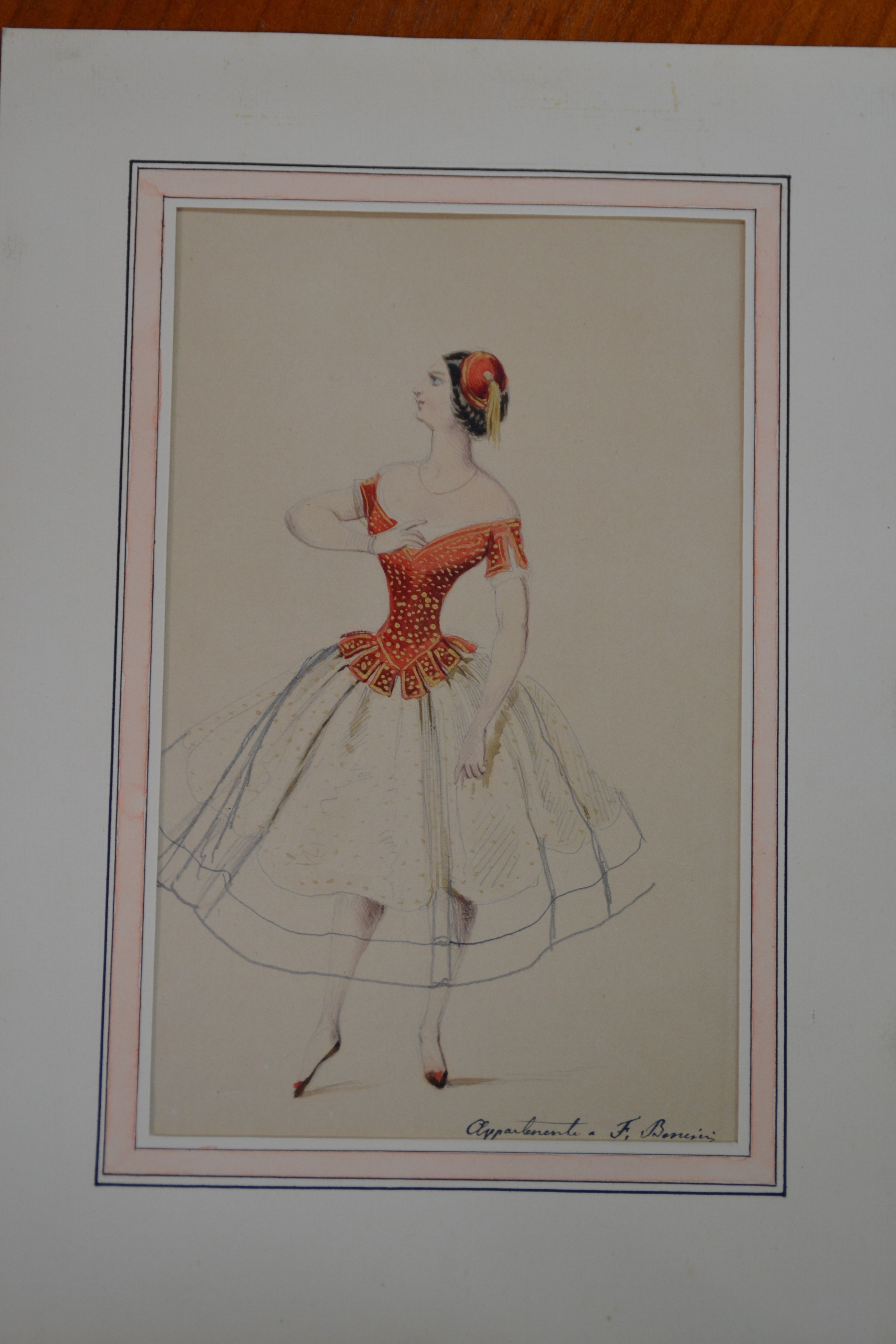 Detail c: F. Benini, italienisch, 19./20.Jh., 4 aquarellierte Zeichnungen, wohl Kostümstudien, z.T. signiert, je unter PP 24,5x17 cm