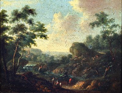 Image Unbekannter Künstler des 18.Jh., wohl Frankreich, idealisierte Landschaft mit rastender ...