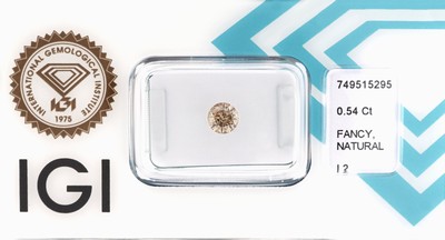 Image Loser Brillant, 0.54 ct Natural Fancy Light Yellowish Brown/p2, eingeschweißt, IGI- ...