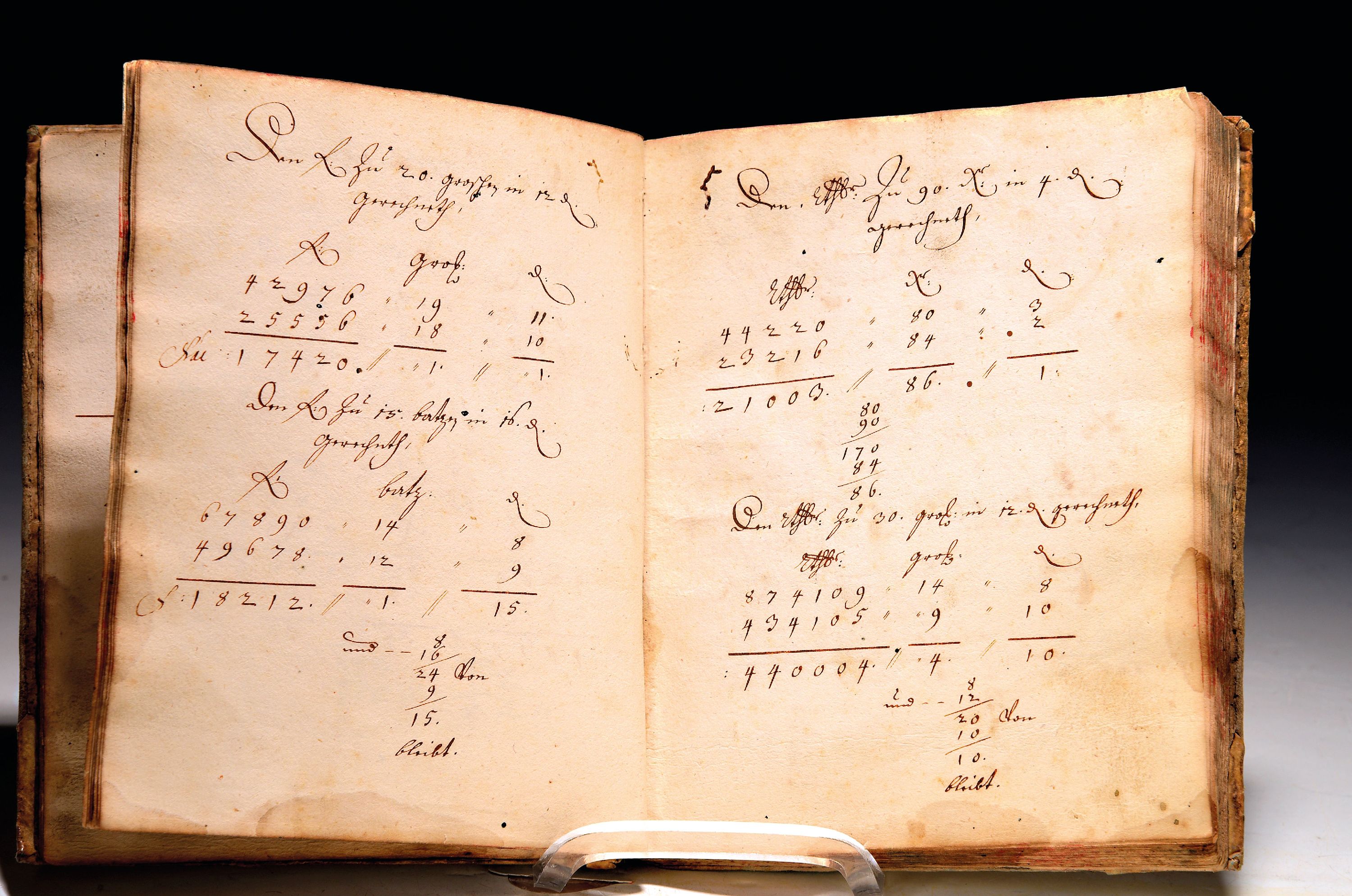 Detail a: Rechenbuch für Johann Georg Krafft, Mitte 18 .Jh., handgeschriebenes Unikat, 8°, 90 ungezählte Folios, Regeln und Beispiele zum Nummerieren, ...