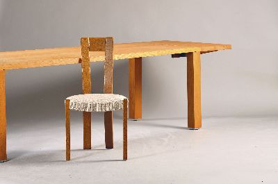 Image Großer Esstisch von der Firma Riva und 6 Stühle, Eiche massiv, Stühle mit ...