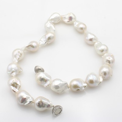 27099377b - Süßwasserzuchtperlenkette, Magnetschl. 925erSilber, barocke ´Monsterperlen´, L. ca. 43 ...