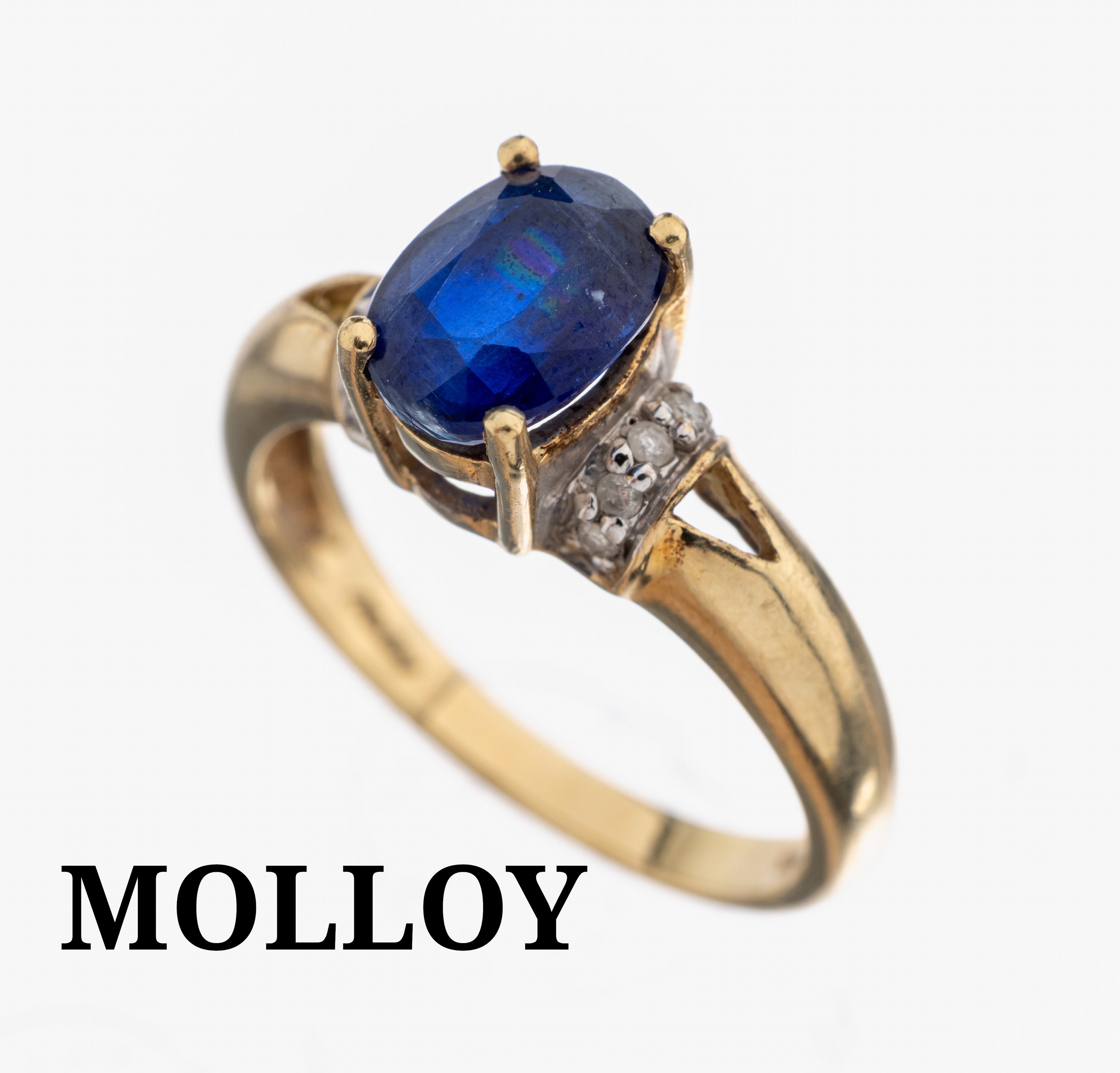 Image 27099539 - 10 kt Gold Saphir-Brillant-Ring, GG 417/000, ovalfacett. Saphir ca. 1.20 ct, 10 ...