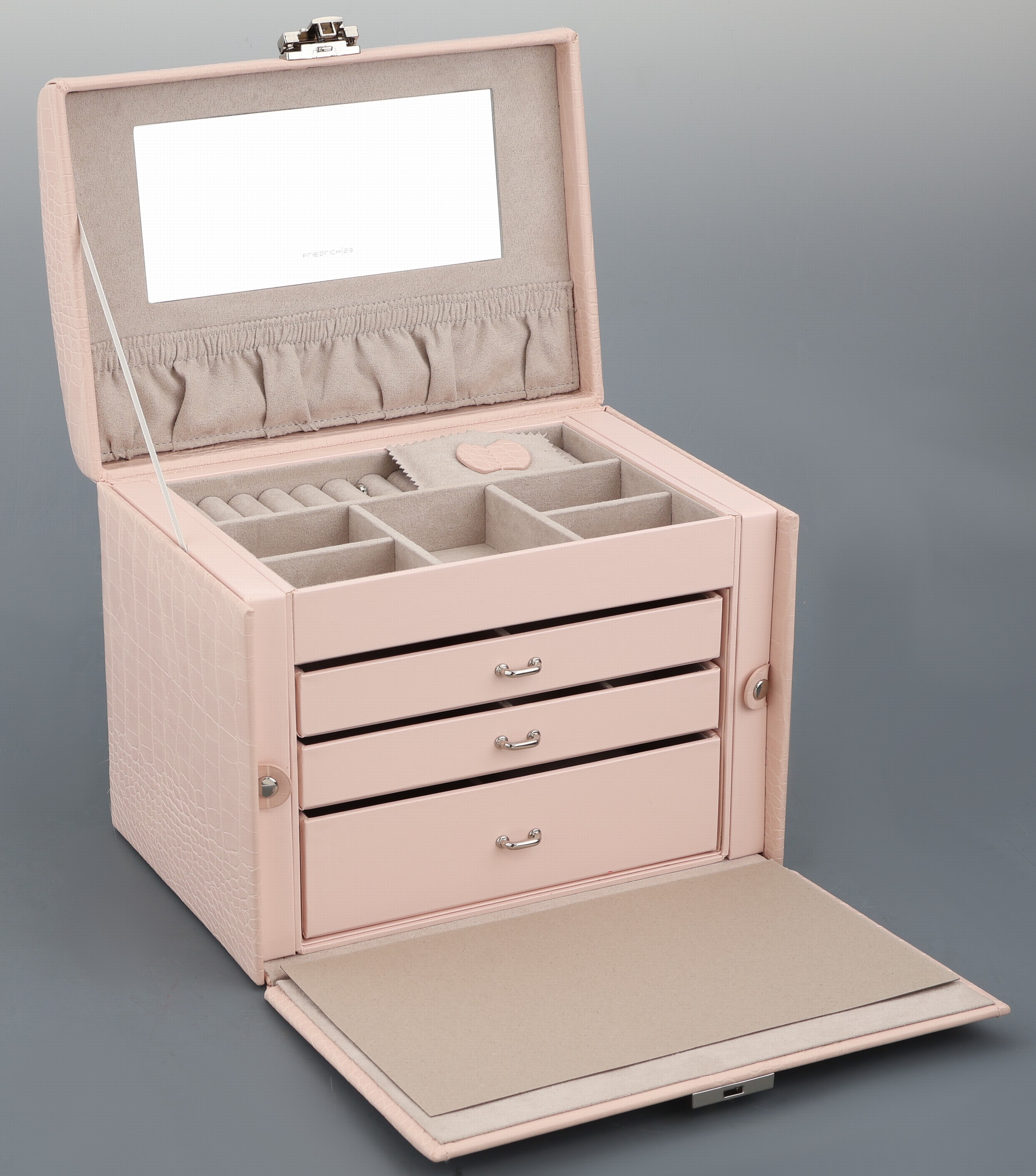 Image 27100016 - Altrosafarb. Schmuckkoffer in Kroko-Optik, Limited Edition, Feinsynthetik, 5 Fächer und ...