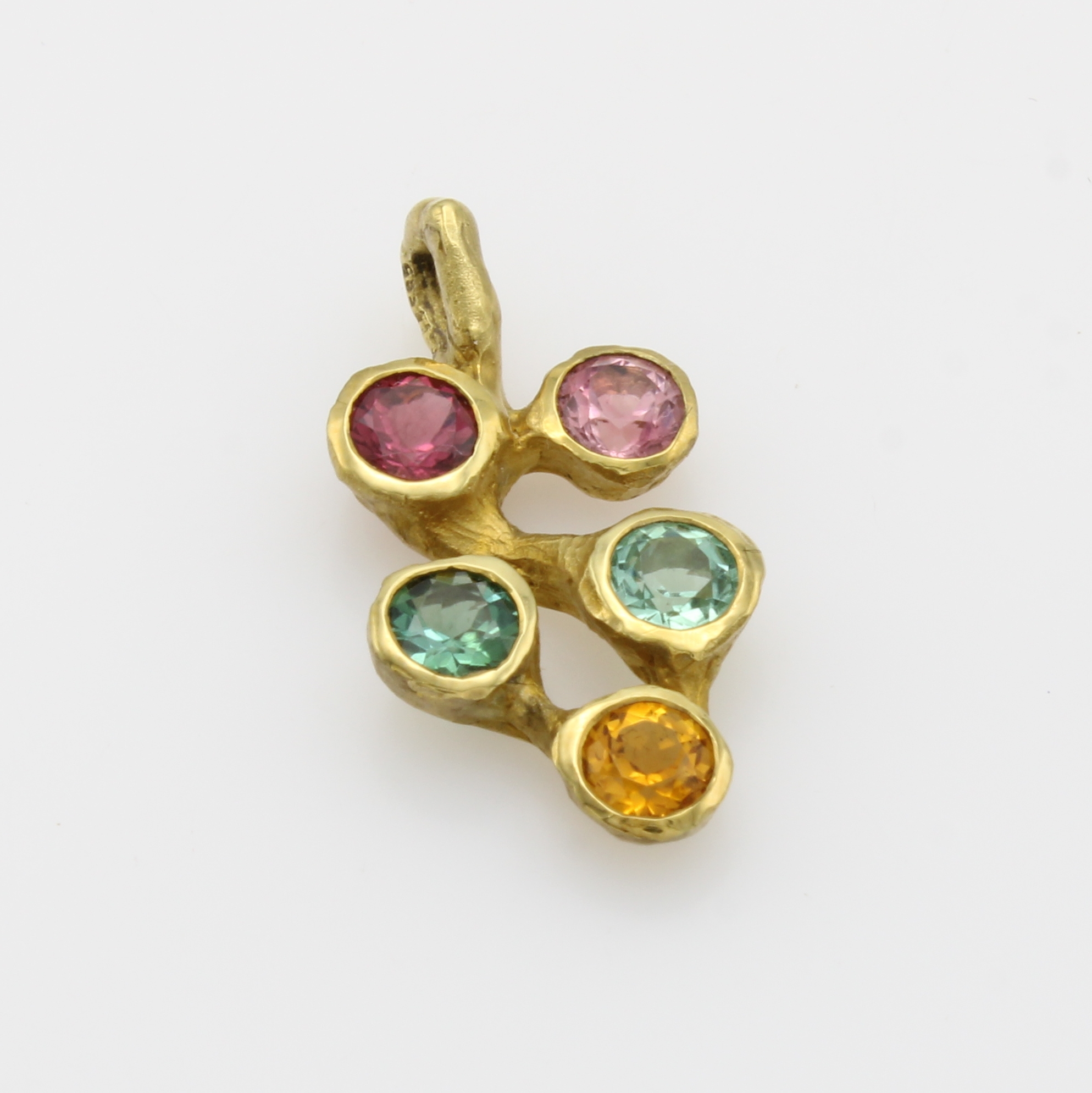 Image 27100791 - Anhänger mit Turmalinen, GG 585/000, rosa, grüne, gelbe und mintfarb. Turmaline zus. ...