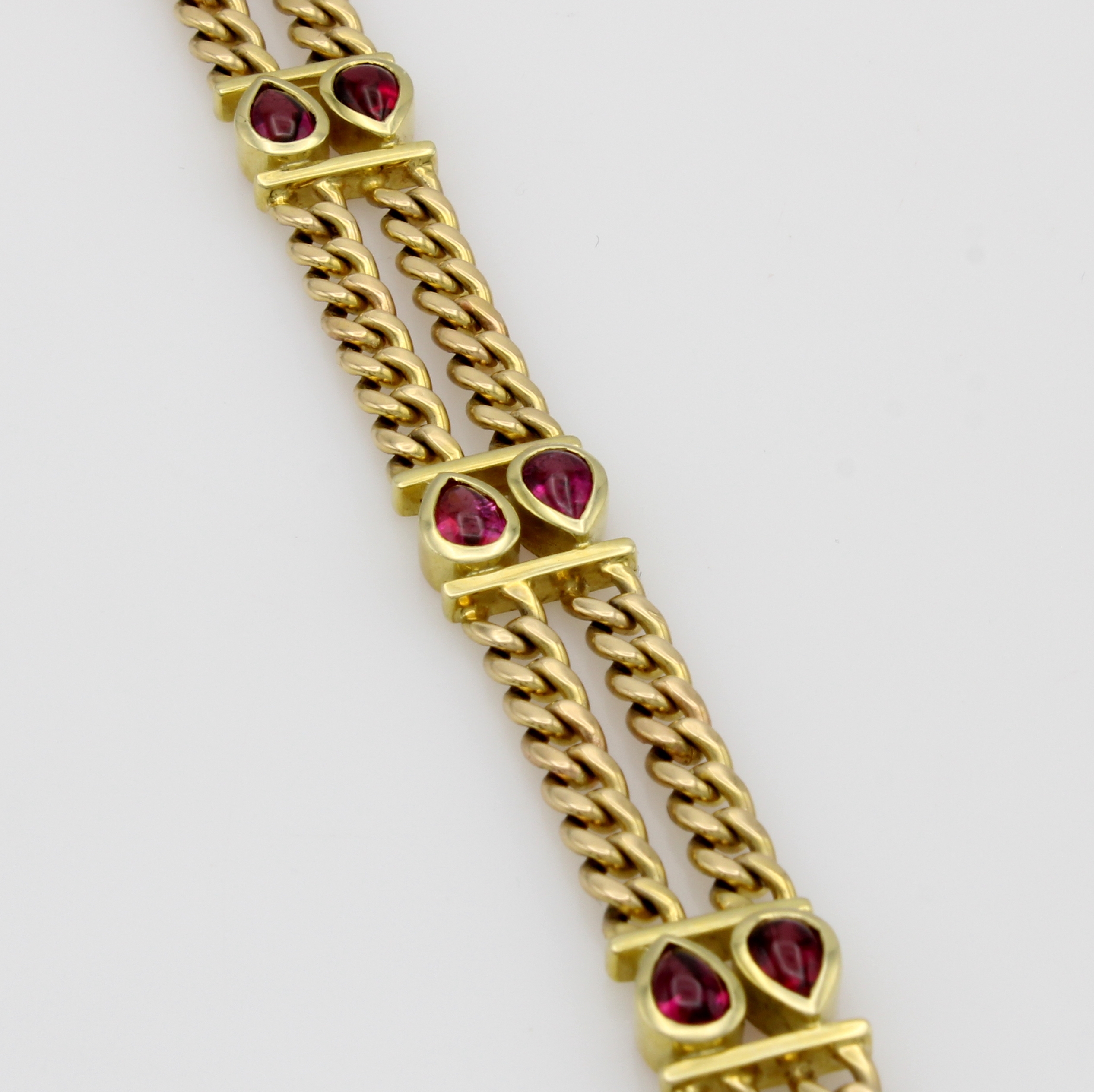 Image 27100807 - 2-reihiges Armband mit Rubellittropfen, GG 585/000, 10 tropfenförm. Rubellitcabochons ...