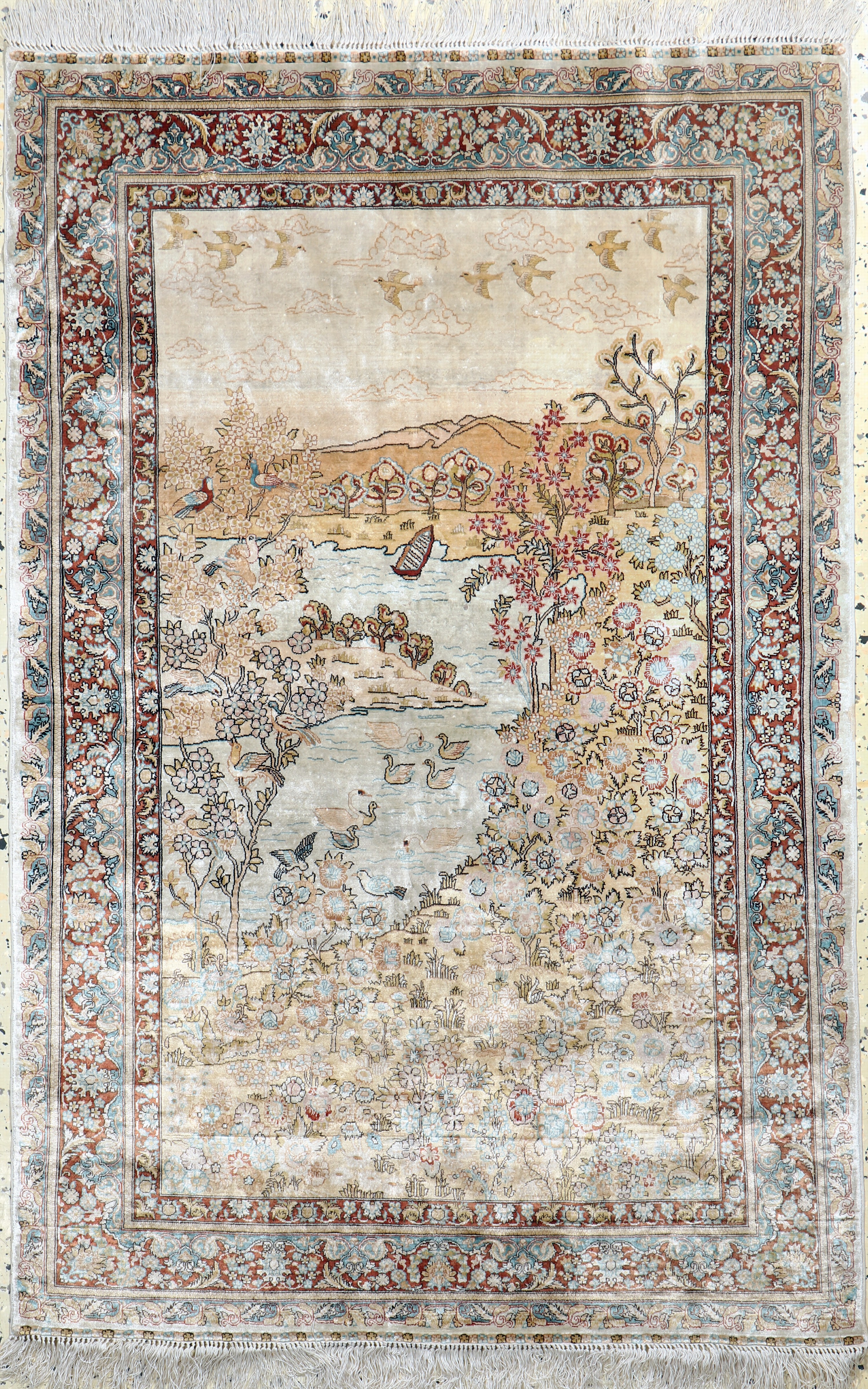 Image 27100864 - Hereke Seide fein, China, Ende 20.Jhd, reine Naturseide, ca. 140 x 91 cm, ca. 1,0 Mio. ...