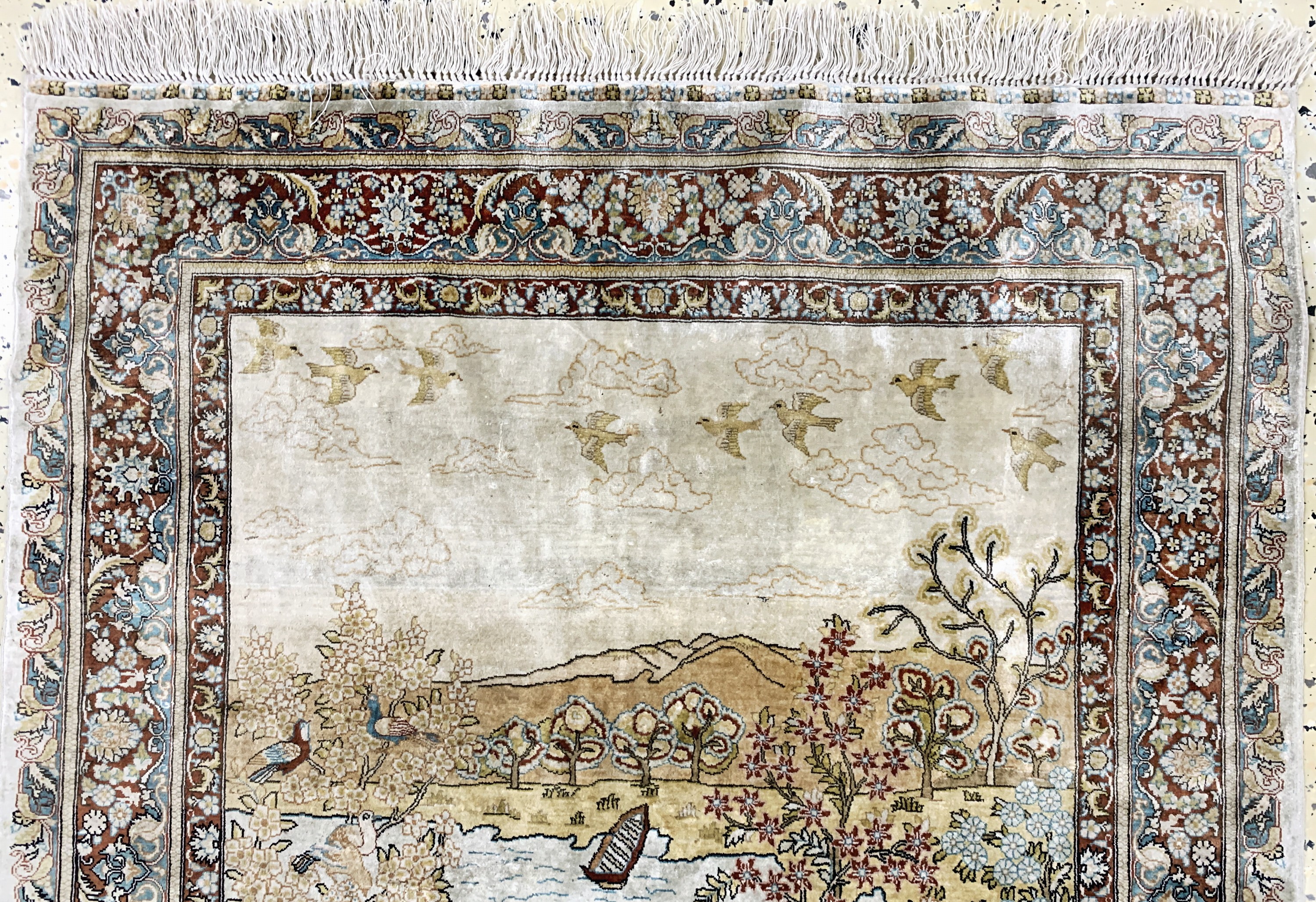Detail a: Hereke Seide fein, China, Ende 20.Jhd, reine Naturseide, ca. 140 x 91 cm, ca. 1,0 Mio. Kn/qm, Reinigungsbedürftig, EHZ: 2