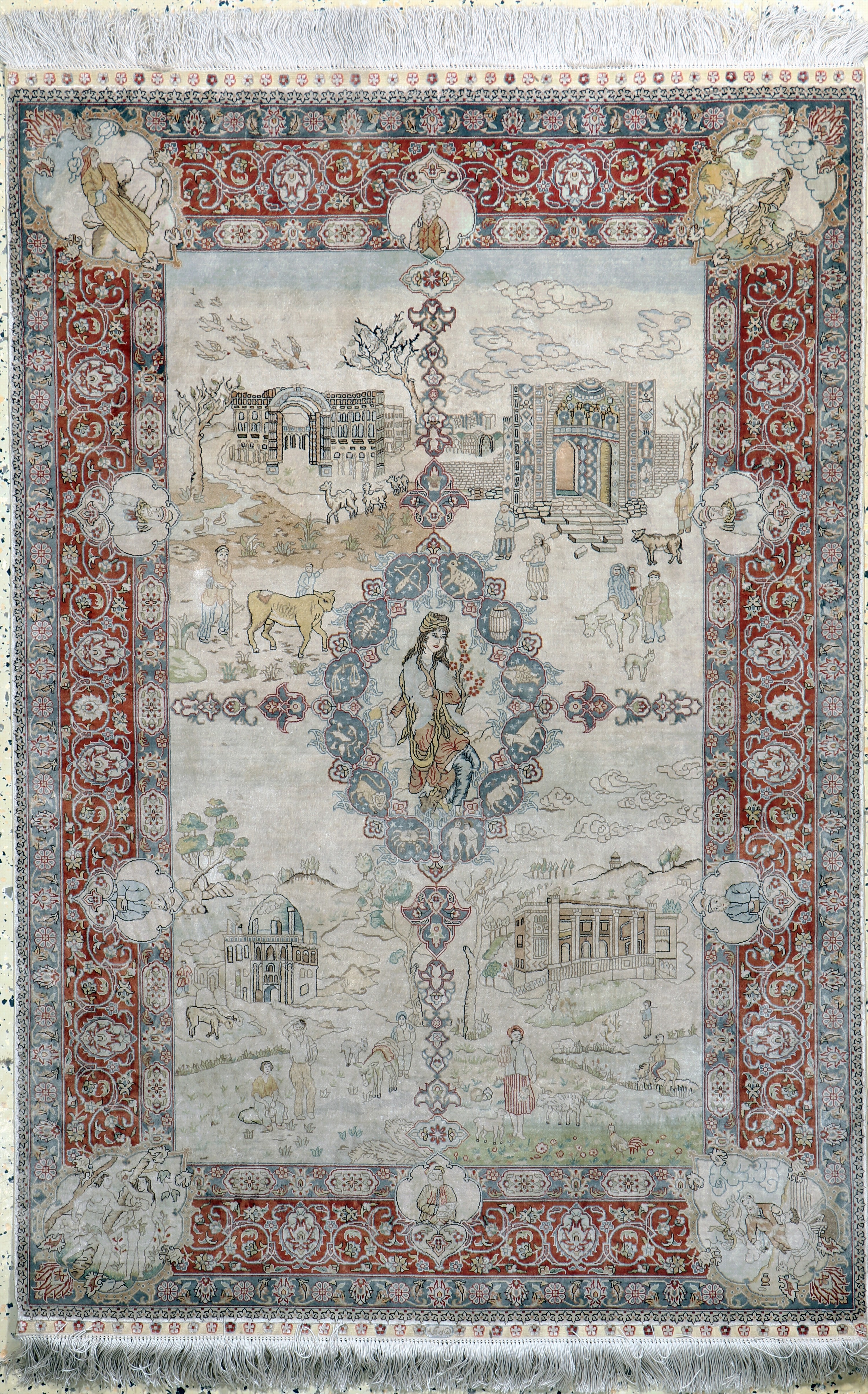 Image 27100866 - Hereke Seide fein, China, Ende 20.Jhd, reine Naturseide, ca. 139 x 94 cm, ca. 1,0 Mio. ...