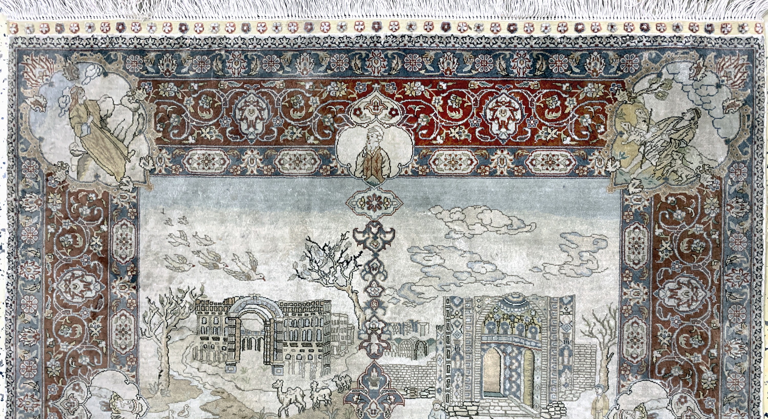 Detail a: Hereke Seide fein, China, Ende 20.Jhd, reine Naturseide, ca. 139 x 94 cm, ca. 1,0 Mio. Kn/qm, Reinigungsbedürftig, EHZ: 2