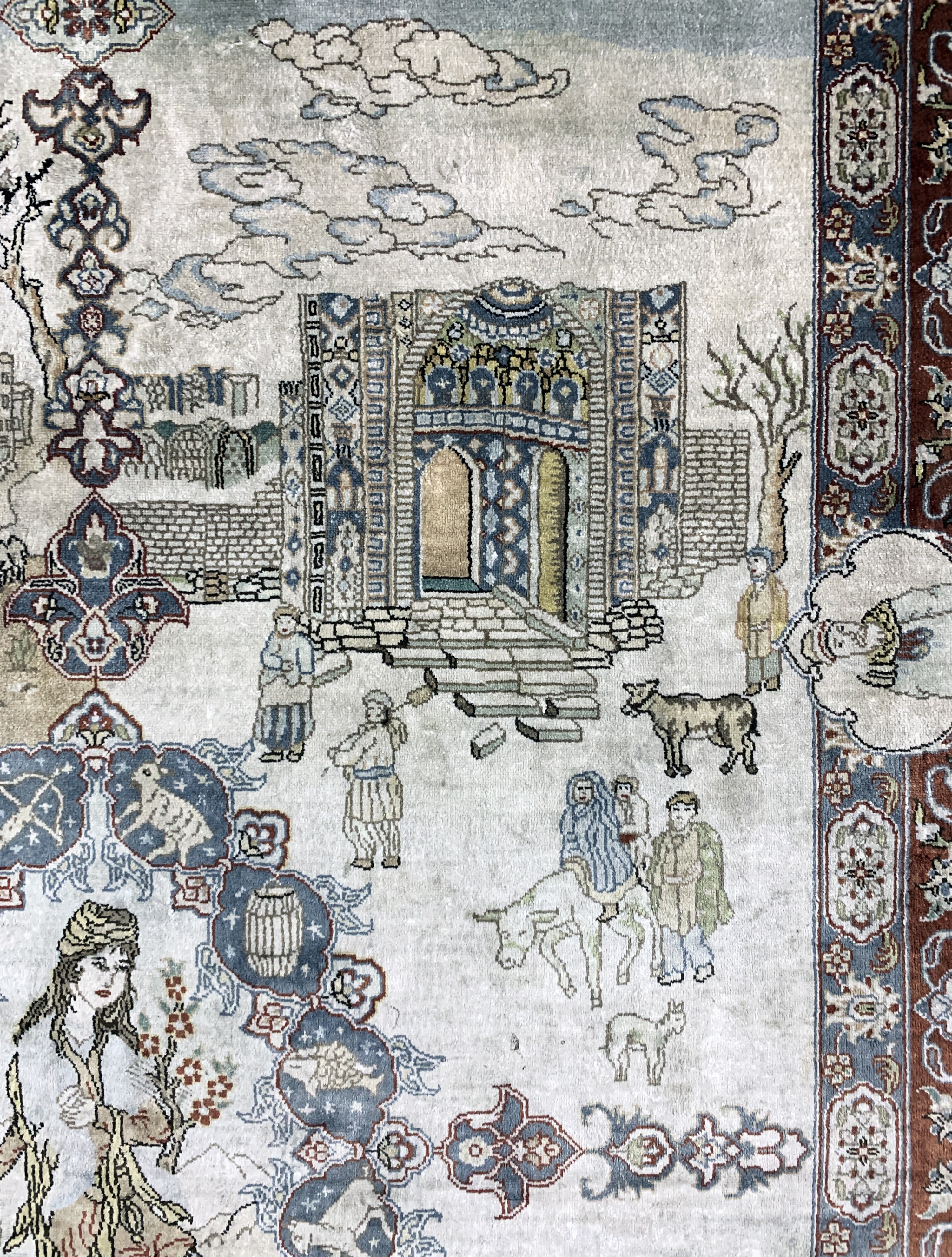Detail d: Hereke Seide fein, China, Ende 20.Jhd, reine Naturseide, ca. 139 x 94 cm, ca. 1,0 Mio. Kn/qm, Reinigungsbedürftig, EHZ: 2