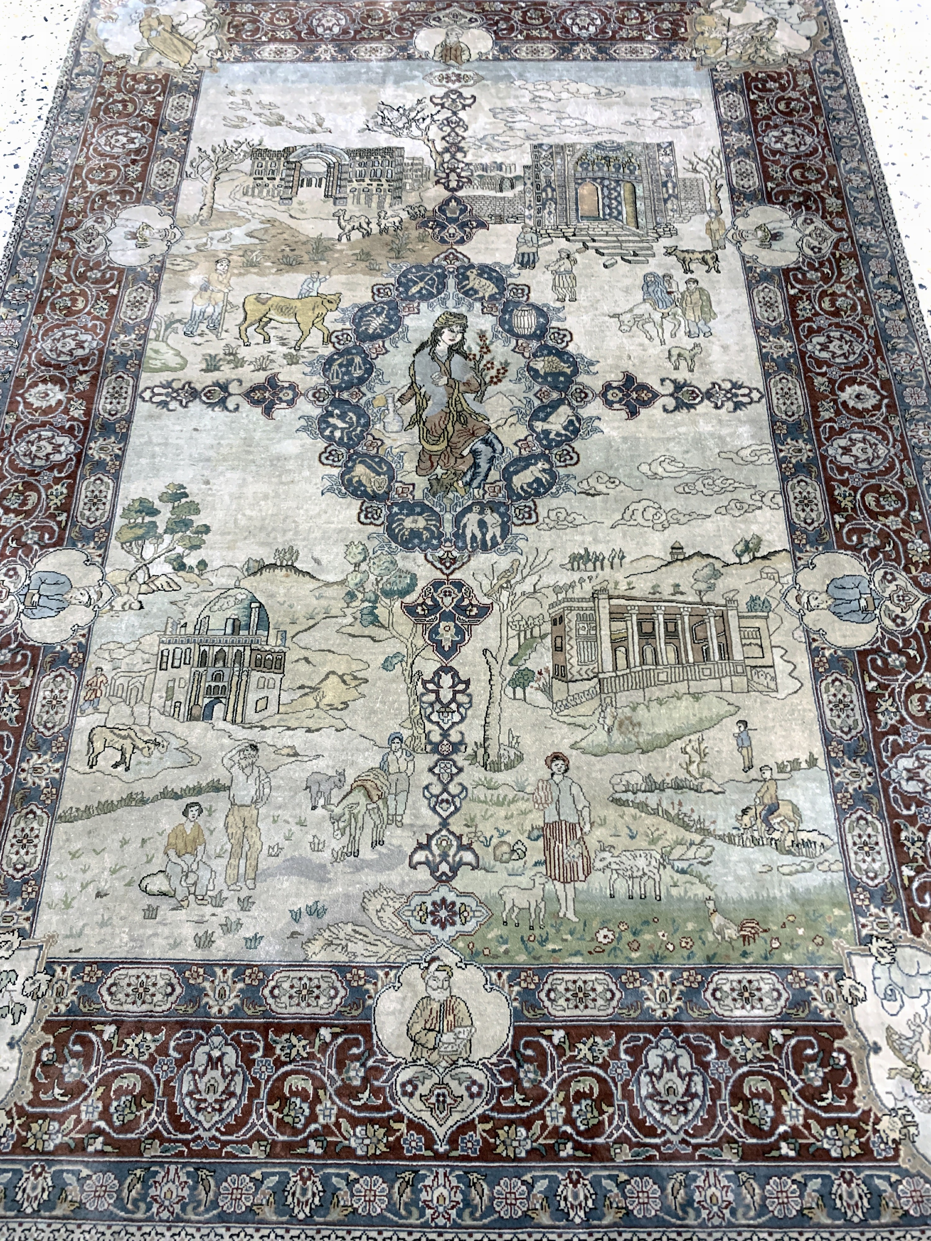 Detail f: Hereke Seide fein, China, Ende 20.Jhd, reine Naturseide, ca. 139 x 94 cm, ca. 1,0 Mio. Kn/qm, Reinigungsbedürftig, EHZ: 2