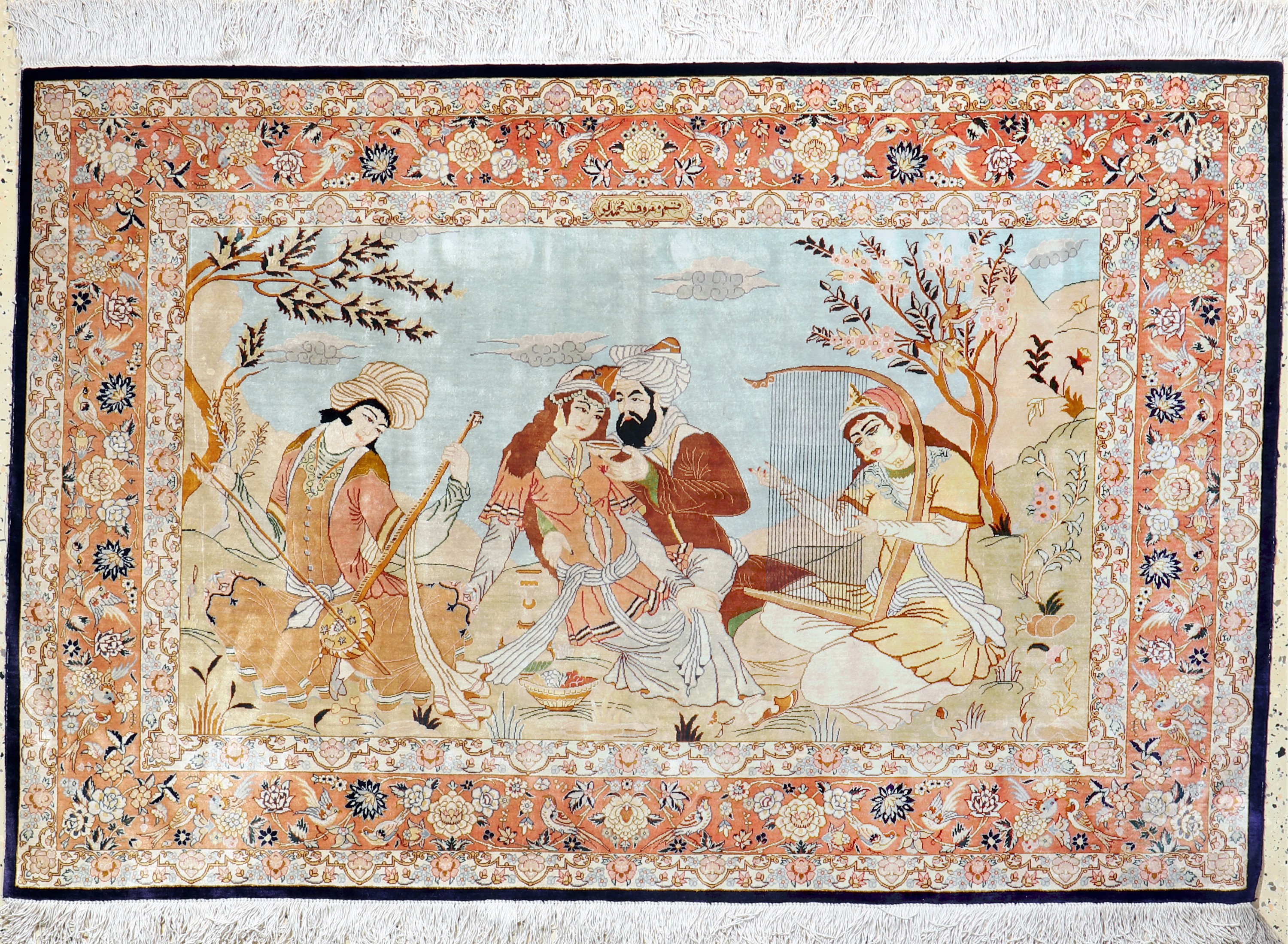 Image 27100867 - Ghom Seide fein signiert, Persien, Ende 20.Jhd, reine Naturseide, ca. 147 x 98 cm, ...