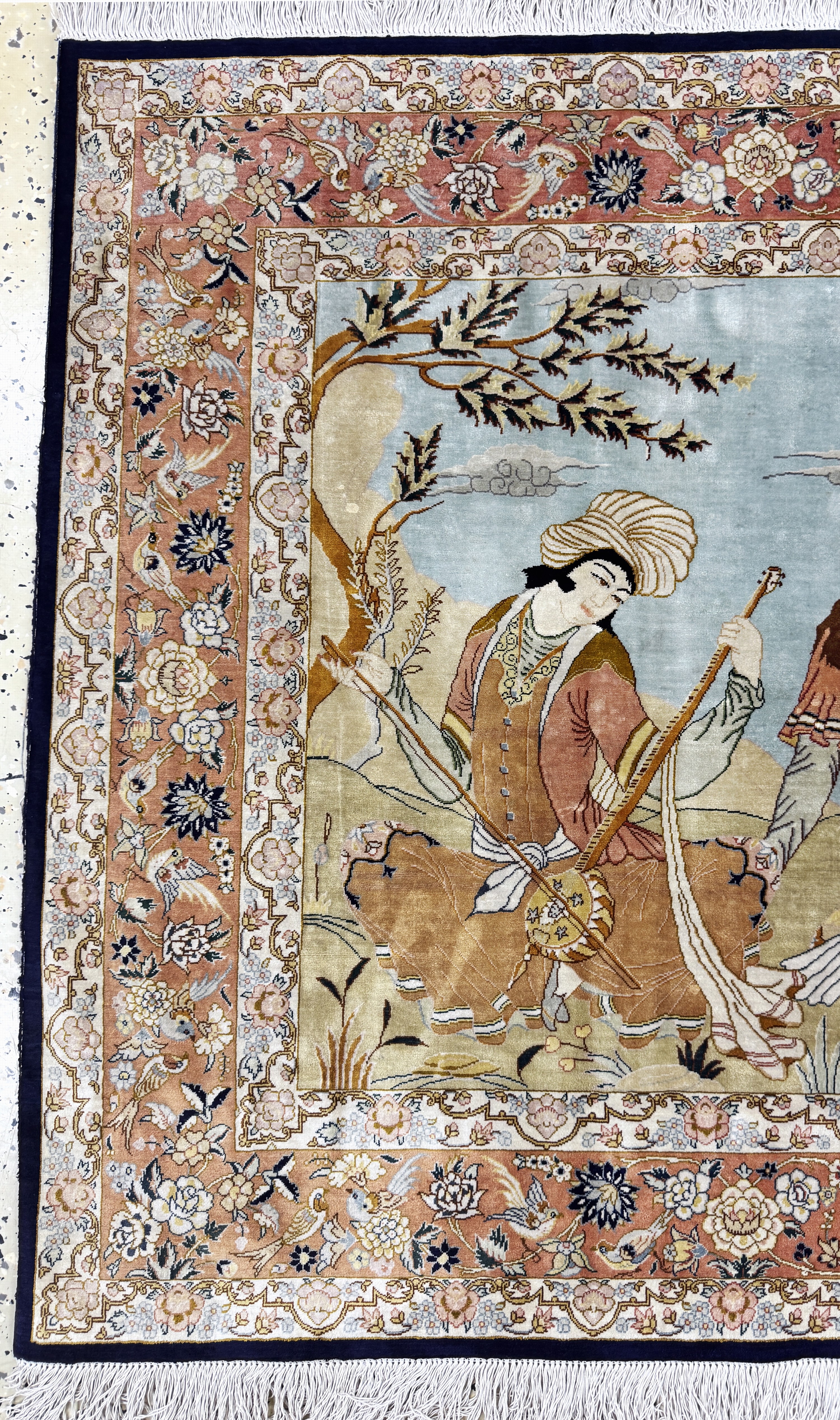 Detail b: Ghom Seide fein signiert, Persien, Ende 20.Jhd, reine Naturseide, ca. 147 x 98 cm, ca.1,0 Mio. Kn/qm, EHZ: 2