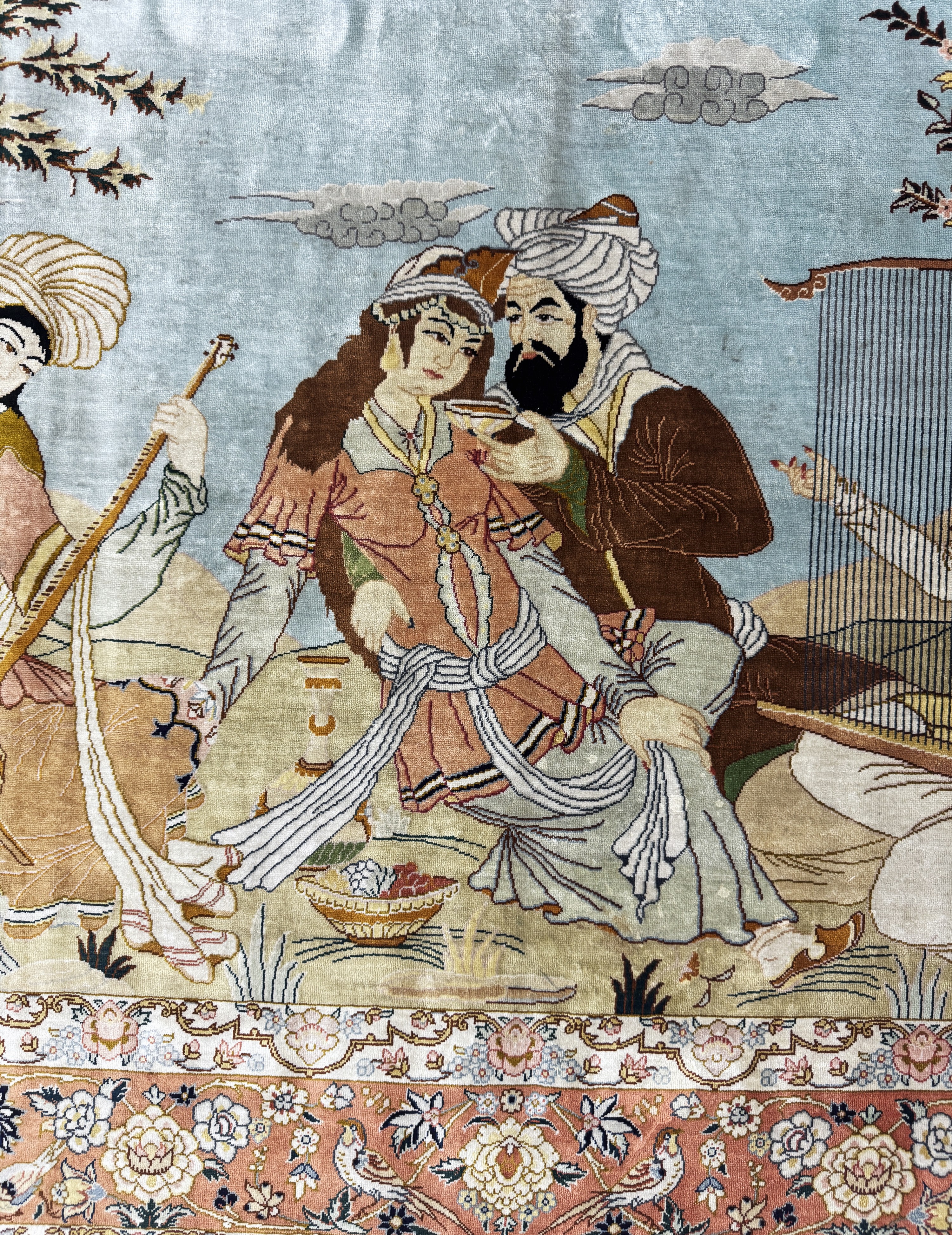 Detail c: Ghom Seide fein signiert, Persien, Ende 20.Jhd, reine Naturseide, ca. 147 x 98 cm, ca.1,0 Mio. Kn/qm, EHZ: 2