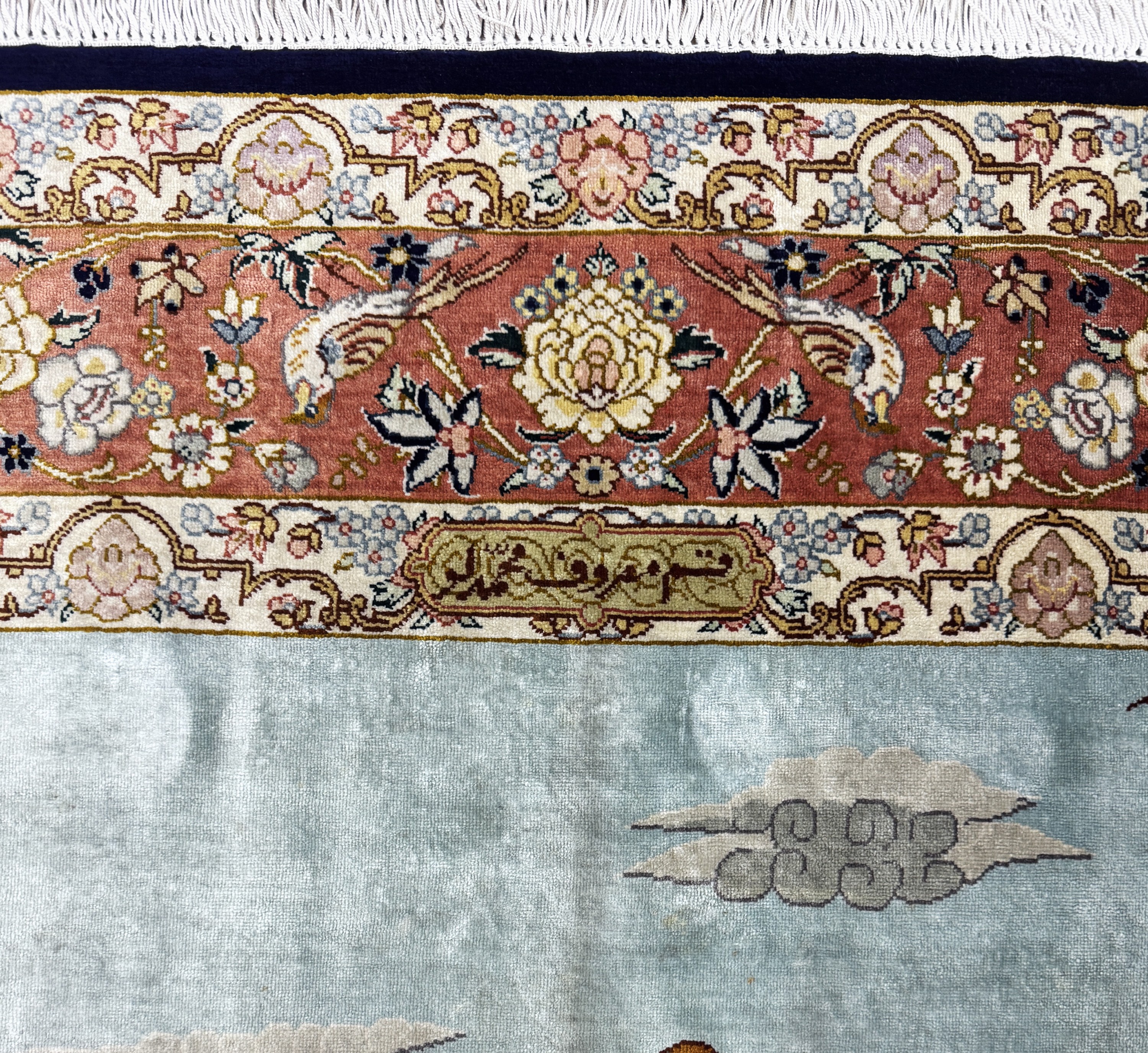 Detail f: Ghom Seide fein signiert, Persien, Ende 20.Jhd, reine Naturseide, ca. 147 x 98 cm, ca.1,0 Mio. Kn/qm, EHZ: 2