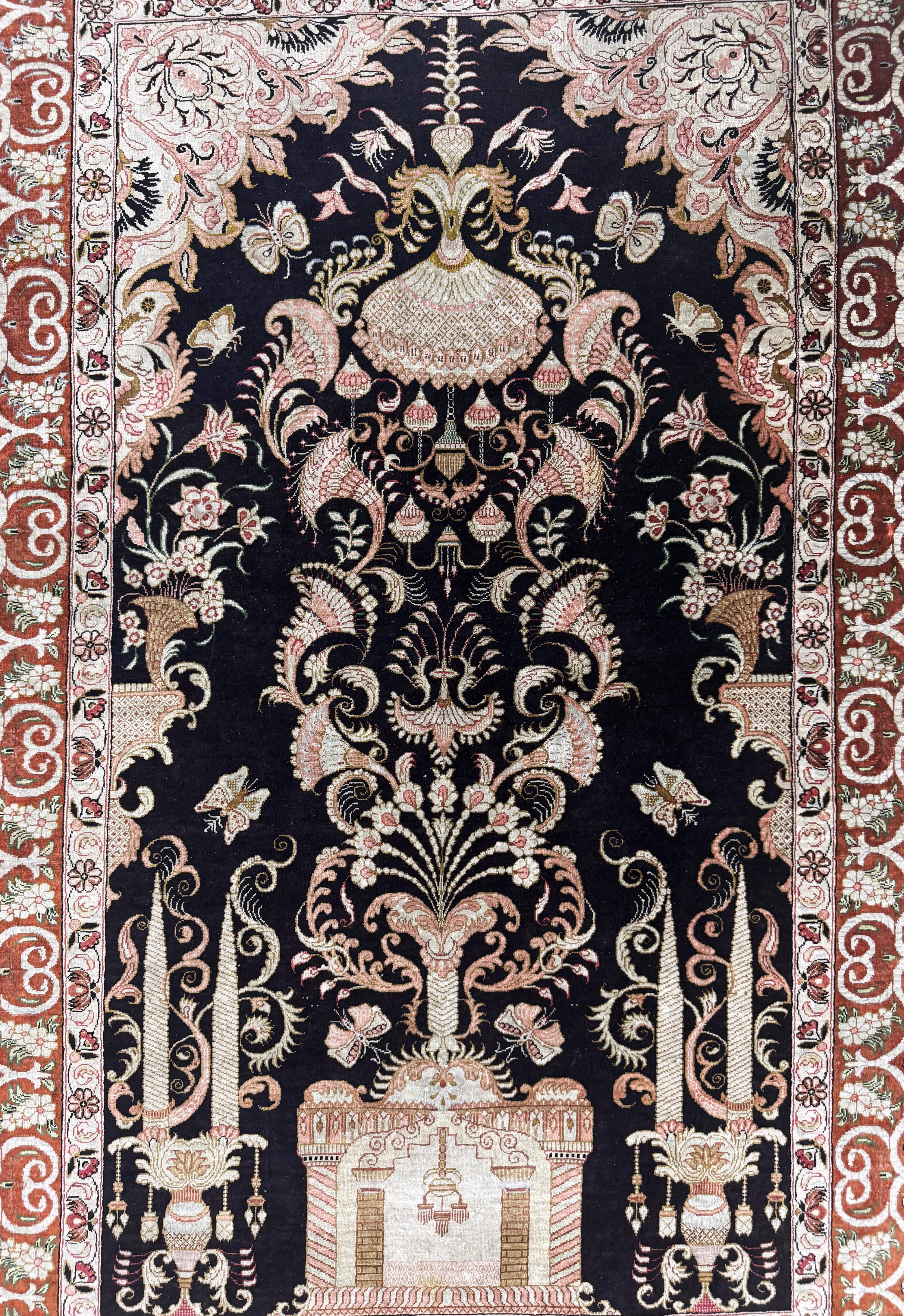 Detail c: Ghom Seide fein signiert, Persien, Ende 20.Jhd, reine Naturseide, ca. 124 x 79 cm, ca.1,0 Mio. Kn/qm, EHZ: 2