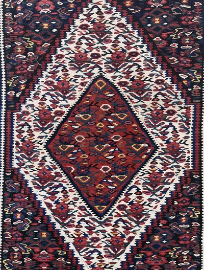 27100854c - Senneh Kelim, Persien, Mitte 20.Jhd., Wolleauf Baumwolle, ca. 150 x 104 cm, EHZ: 2 ...