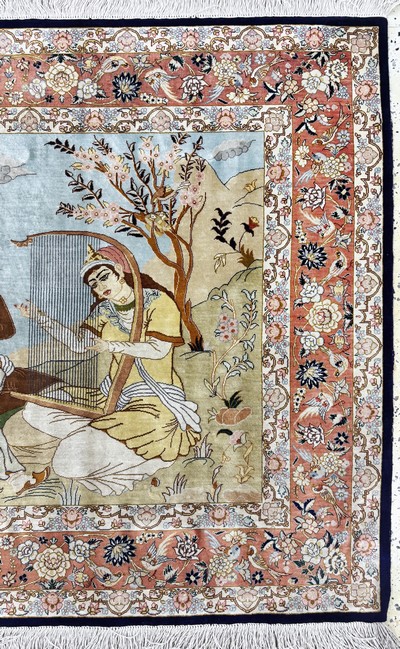 27100867a - Ghom Seide fein signiert, Persien, Ende 20.Jhd, reine Naturseide, ca. 147 x 98 cm, ...