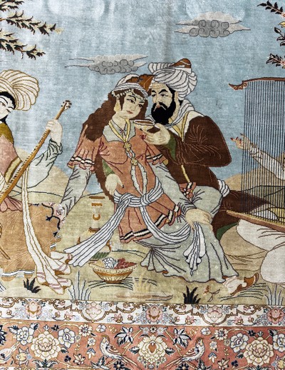 27100867c - Ghom Seide fein signiert, Persien, Ende 20.Jhd, reine Naturseide, ca. 147 x 98 cm, ...