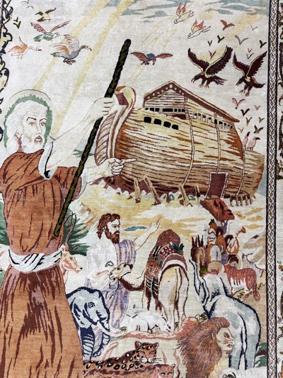 27100868d - Ghom Seide fein Persien, ´Arche Noah´signiert, Ende 20.Jhd, reine Naturseide, ca. 150 x ...