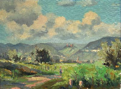 Image Robert Lauth, 1896-1985 Ludwigshafen, Pfalzlandschaft, Blick auf Bad Dürkheim mit der ...