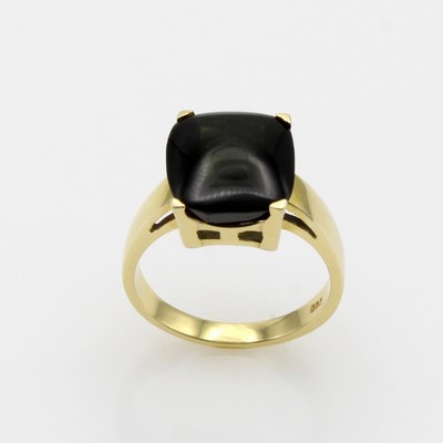 27100996a - Ring mit Turmalin, GG 585/000, grüner Turma-lincabochon, RW ca. 56 Schätzpreis: 2300, ...