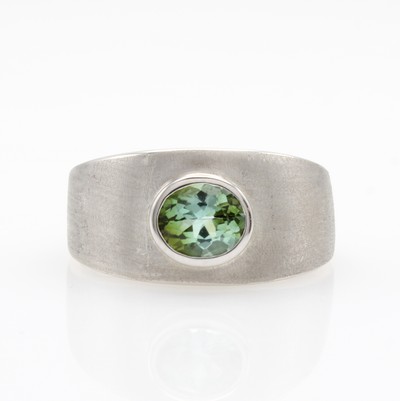 Image Ring mit Turmalin, WG 585/000, z.T. matt., grüner Turmalin ca. 0.92 ct, RW ca. 58 ...