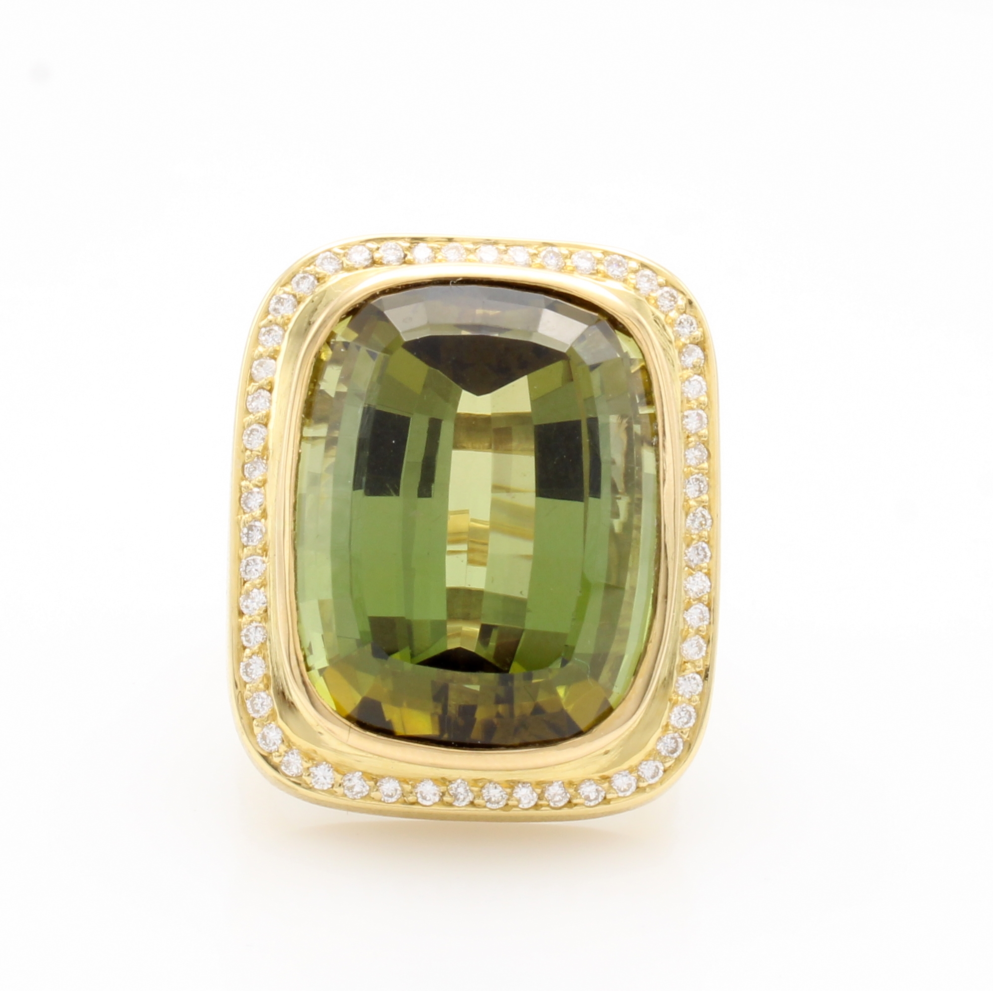 Image 27101001 - Ring mit Turmalin und Brillanten, GG 750/000, z.T. matt., fac. Turmalin ca. 40.5 ct, ...