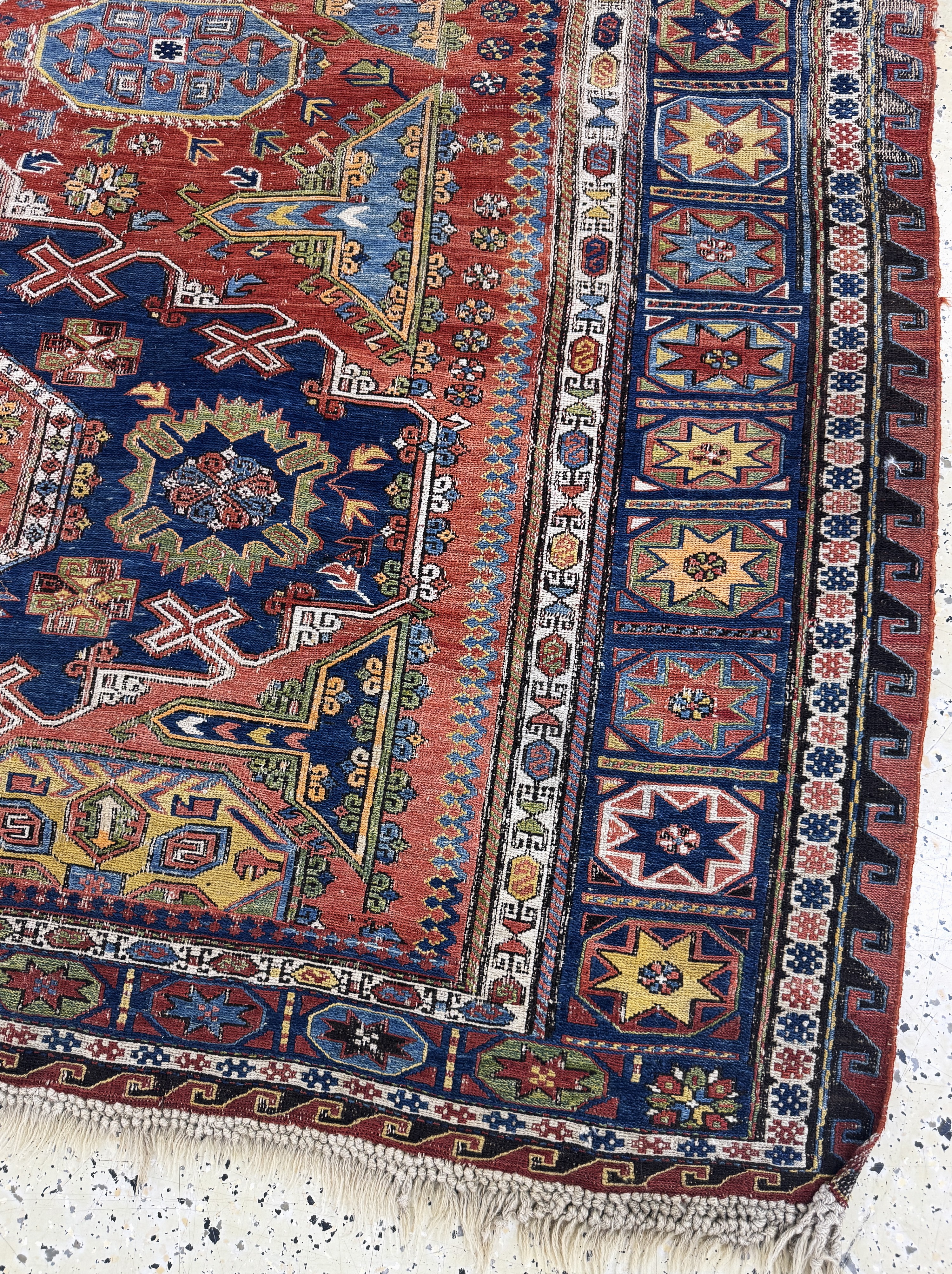 Detail d: Antiker Sumakh, Kaukasus, 19.Jhd, Wolle aufWolle, ca. 320 x 210 cm, EHZ: 3-4