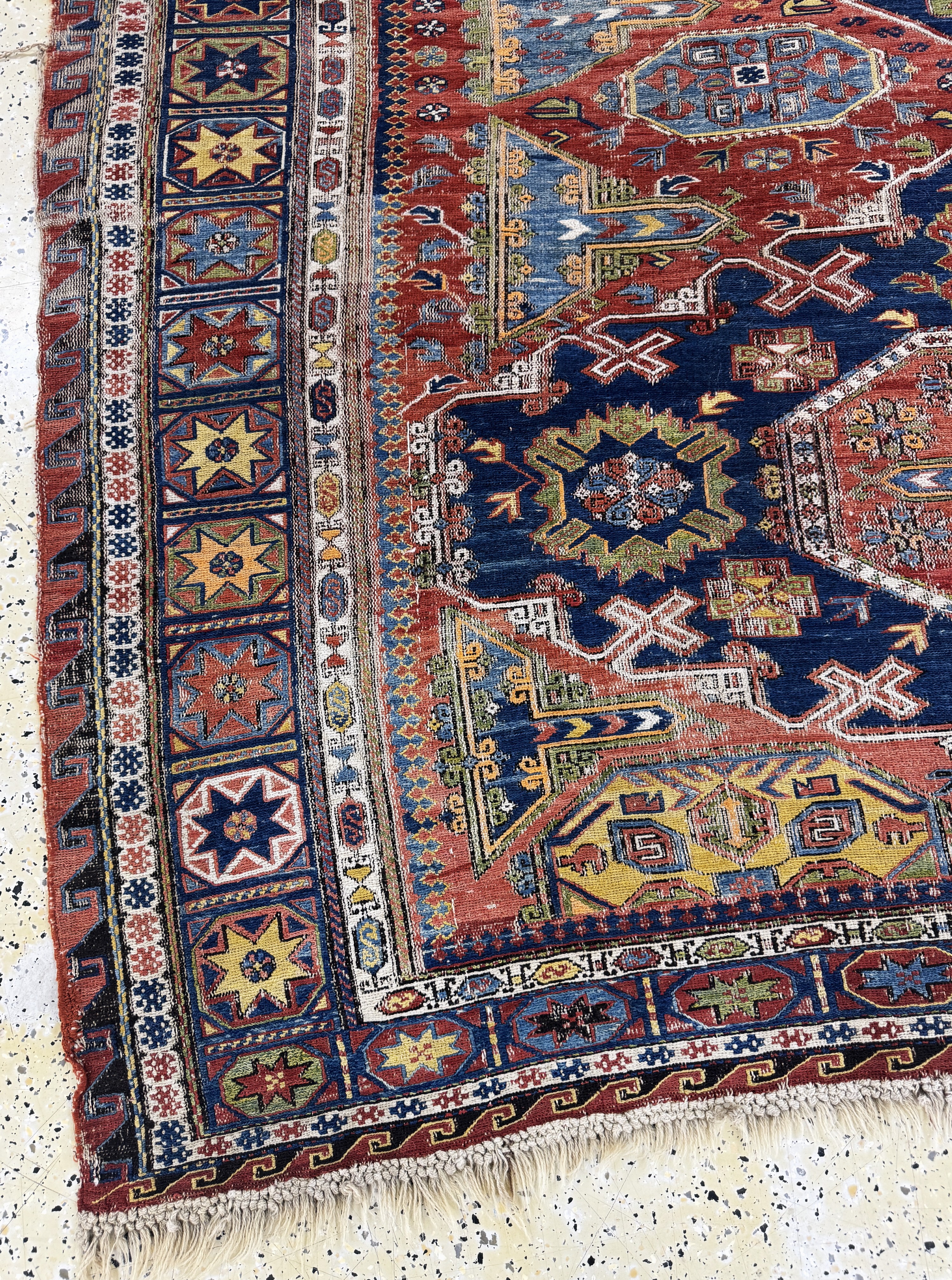 Detail e: Antiker Sumakh, Kaukasus, 19.Jhd, Wolle aufWolle, ca. 320 x 210 cm, EHZ: 3-4